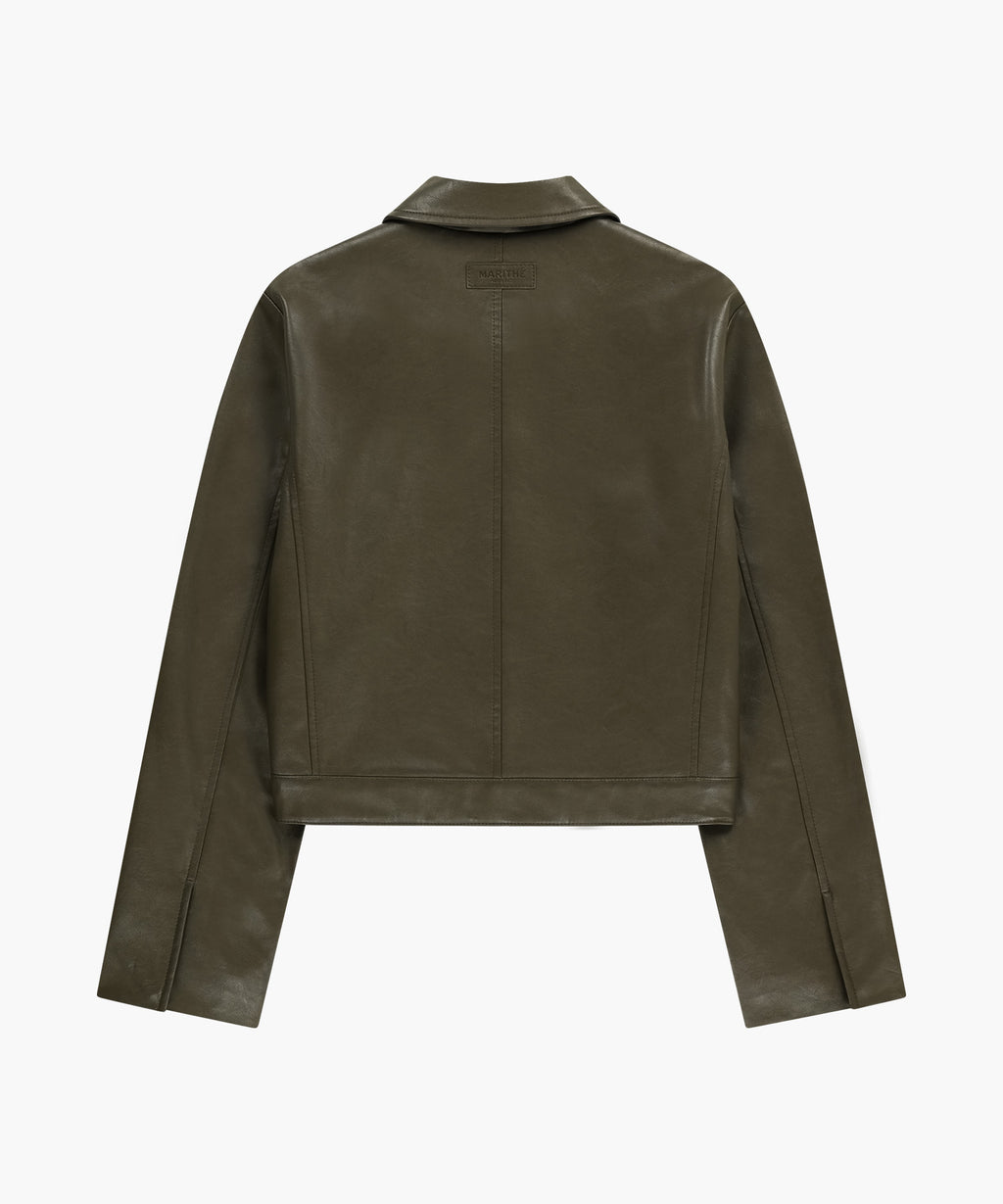 Marithe & Francois Girbaud - Crop Faux Leather Jacket (Khaki) product image 10 | TRAB K-Fashion Australia