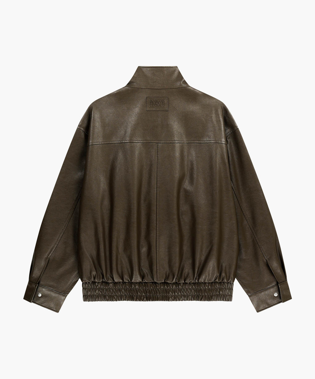 Marithe & Francois Girbaud - Faux Leather High Neck Jacket (Brown) product image 7 | TRAB K-Fashion Australia