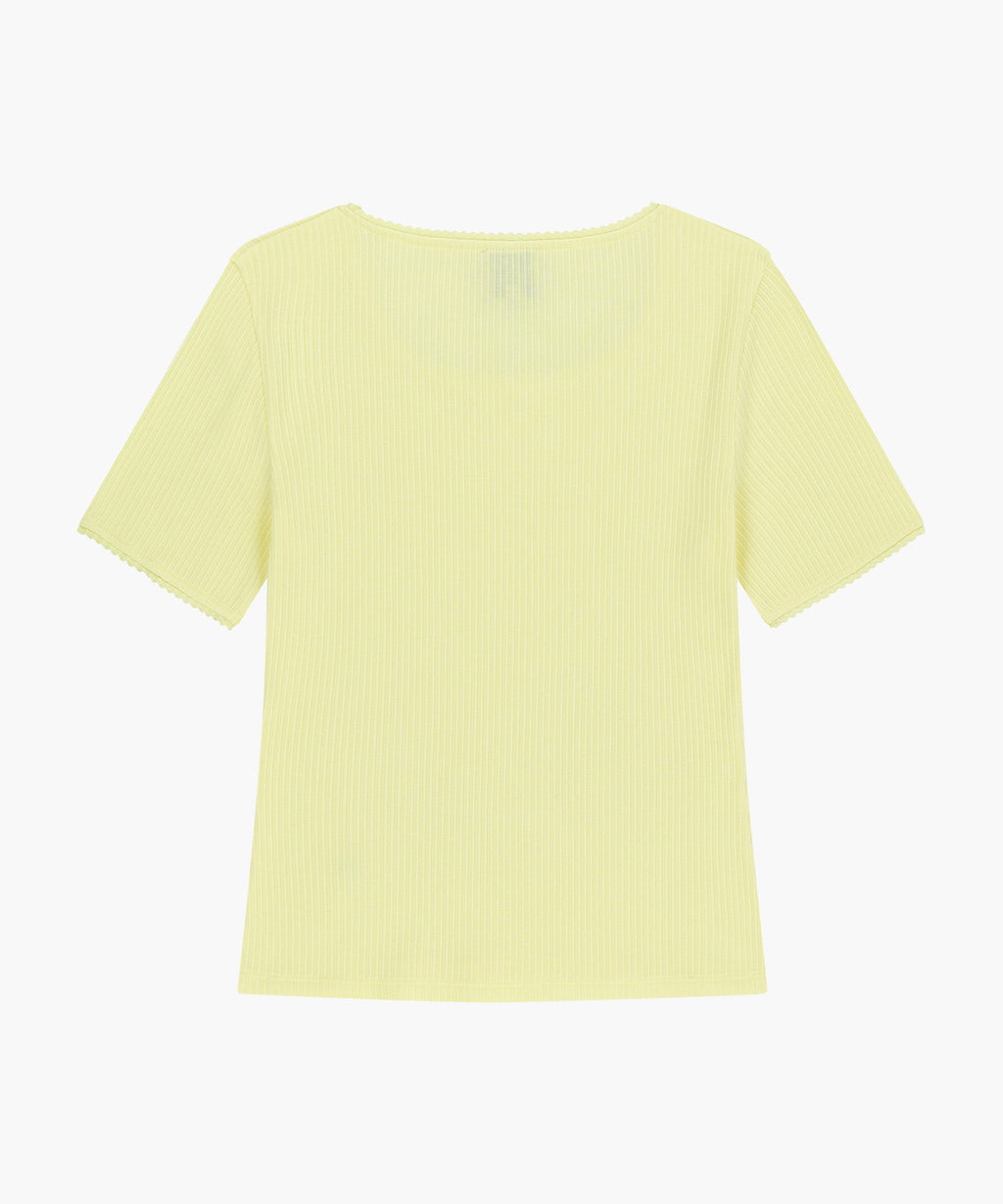 Marithe & Francois Girbaud - Square Neck Lace Detail Tee (Light Yellow) product image 7 | TRAB K-Fashion Australia