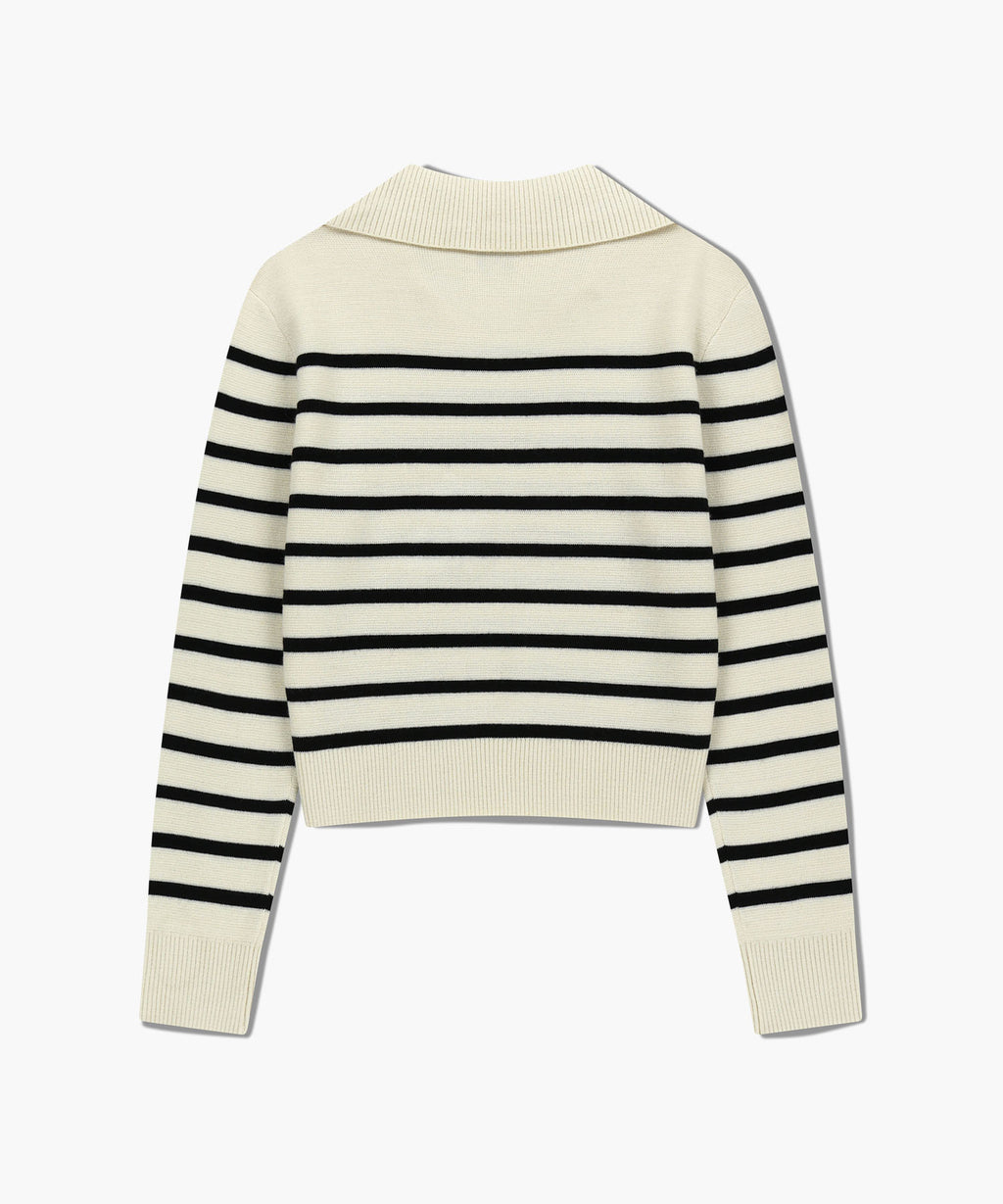 Marithe & Francois Girbaud - Stripe Polo Knit (Ivory) product image 7 | TRAB K-Fashion Australia