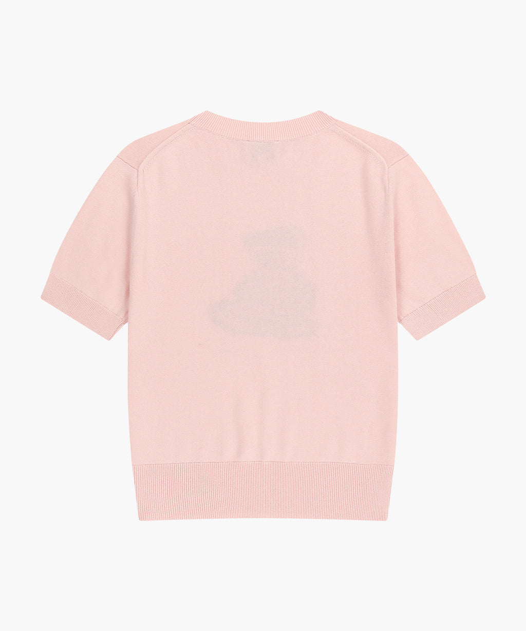 Marithe & Francois Girbaud - Doodle Bear Half Knit Pullover (Light Pink) product image 7 | TRAB K-Fashion Australia