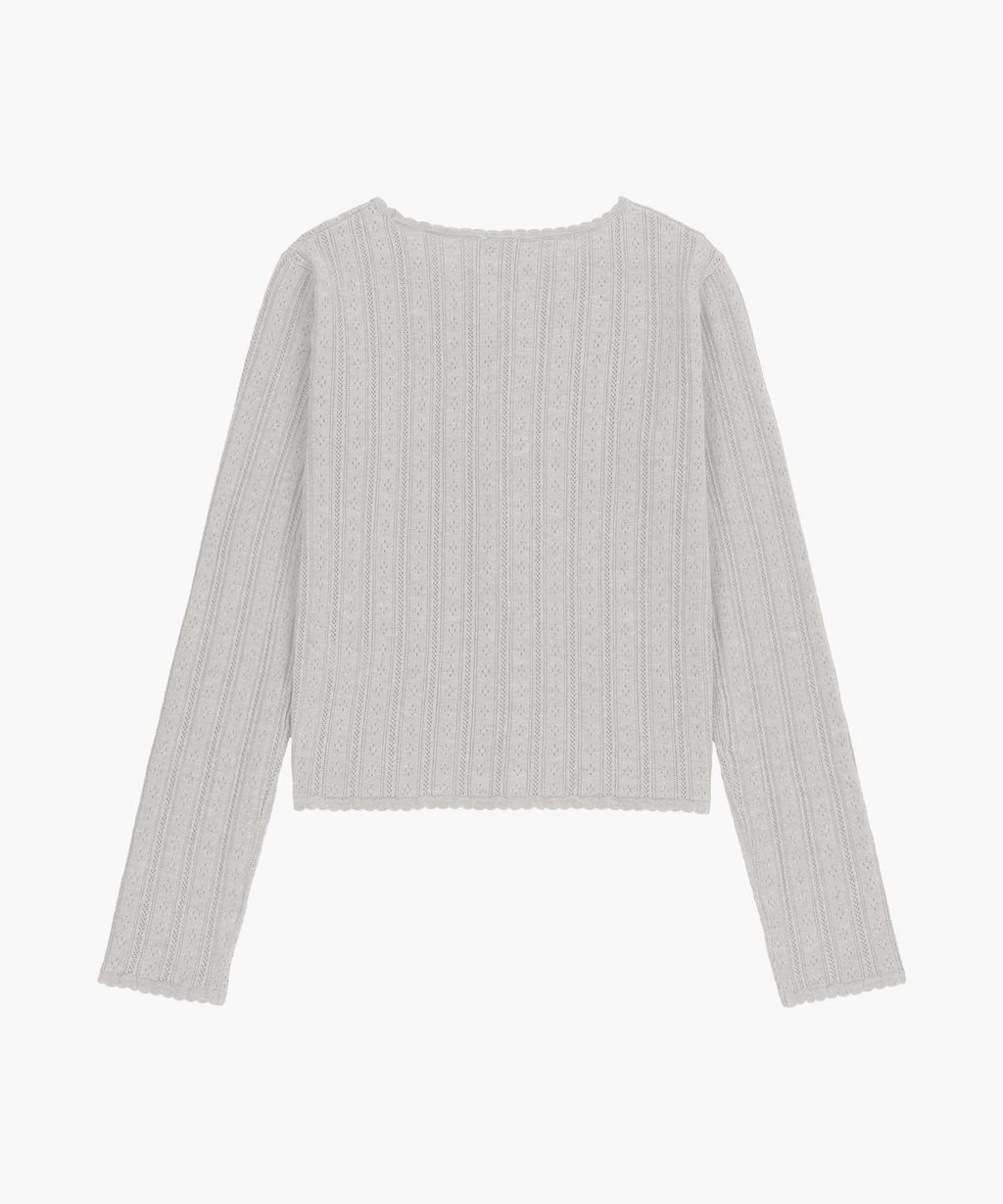 Marithe & Francois Girbaud - V-neck Crochet Knit Cardigan (Heather Gray) product image 7 | TRAB K-Fashion Australia