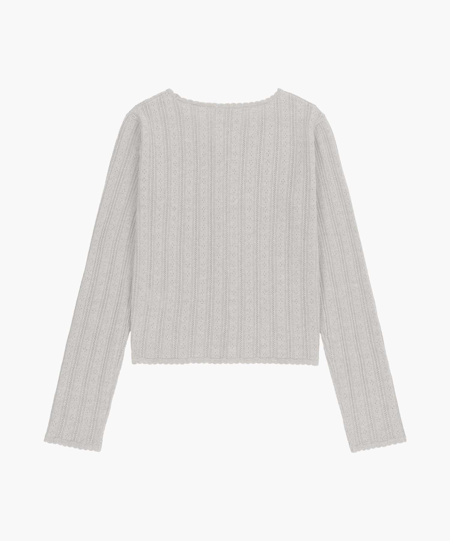 Marithe & Francois Girbaud - V-neck Crochet Knit Cardigan (Heather Gray) product image 7 | TRAB K-Fashion Australia