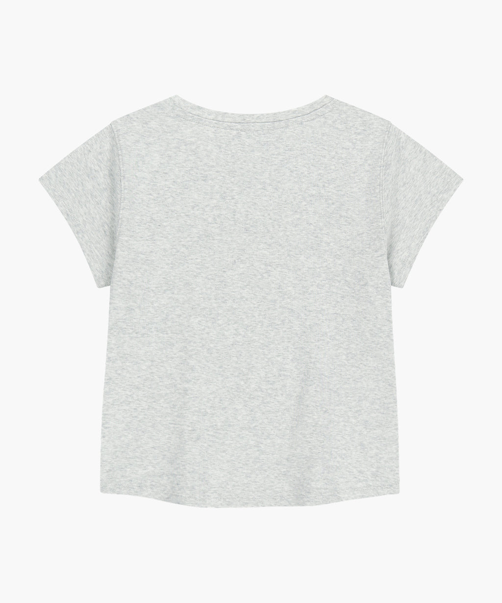 Marithe & Francois Girbaud - [Pre-order – Ships 19 Jun] Flower Classic Logo Cap Sleeve Slim Crop Tee (Light Heather Gray) product image 7 | TRAB K-Fashion Australia