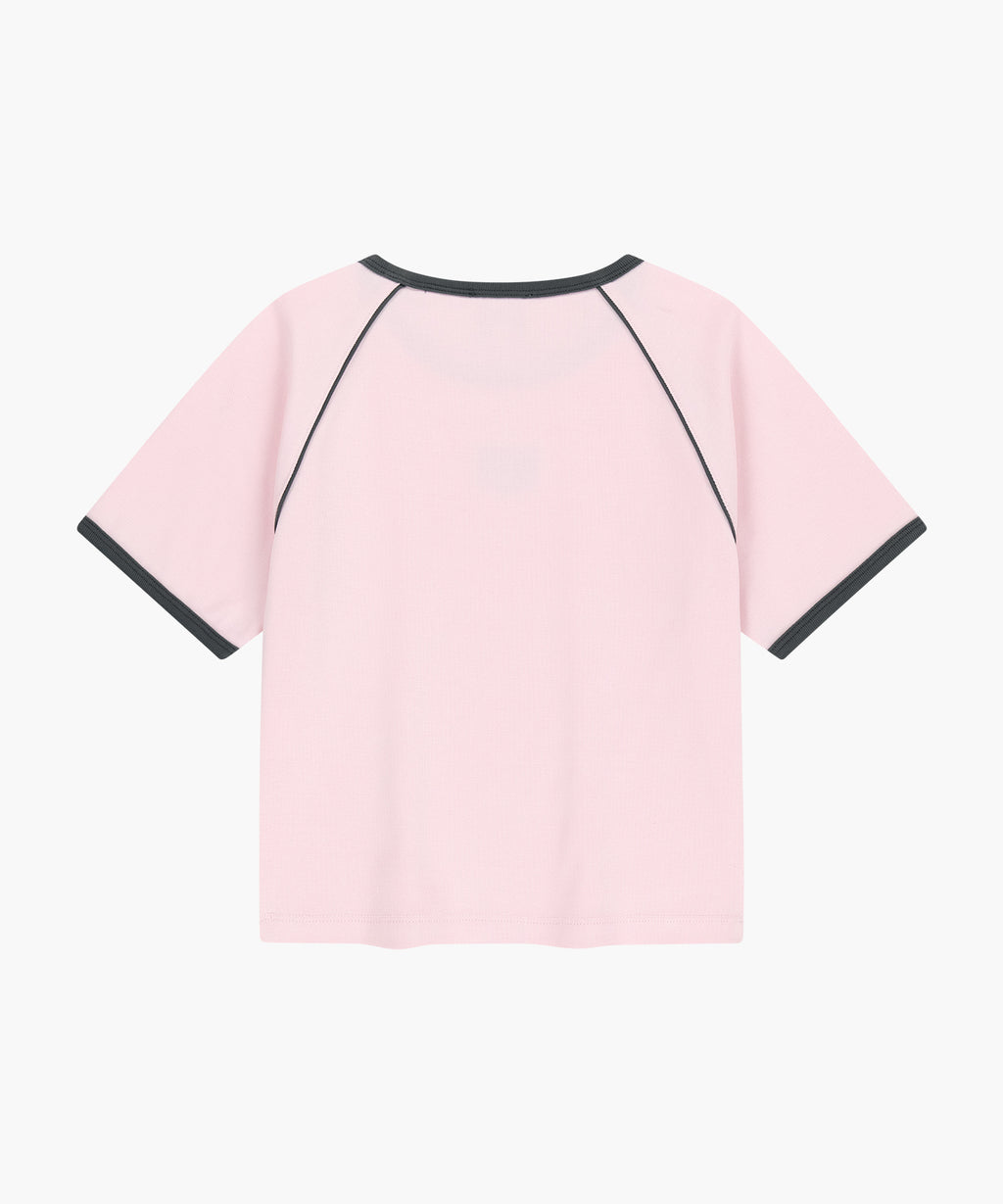 Marithe & Francois Girbaud - Aerocool Small Classic Logo Ringer Slim Crop Tee (Pink) product image 7 | TRAB K-Fashion Australia
