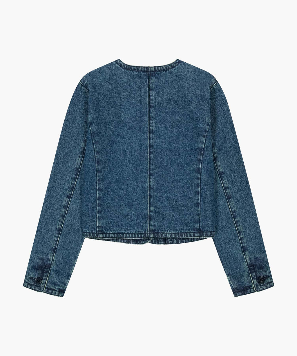 Marithe & Francois Girbaud - Round Neck Denim Jacket (Dark Blue) product image 7 | TRAB K-Fashion Australia