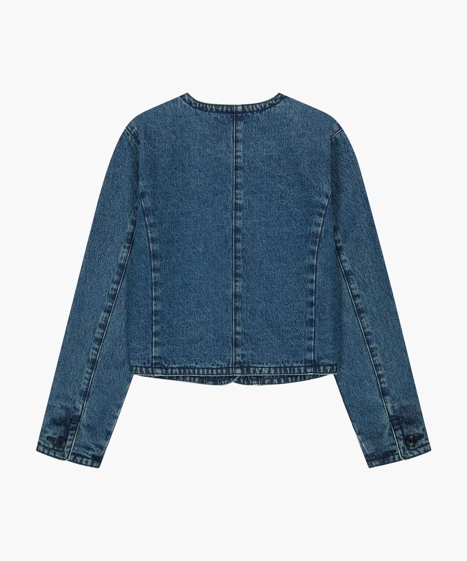 Marithe & Francois Girbaud - Round Neck Denim Jacket (Dark Blue) product image 7 | TRAB K-Fashion Australia