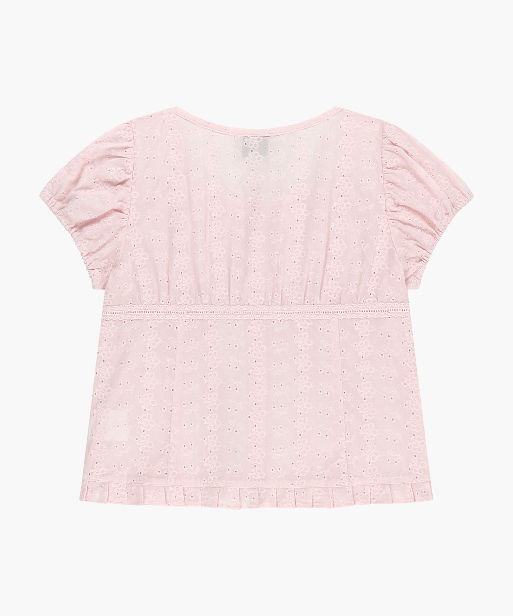 Marithe & Francois Girbaud - Puff Sleeve Lace Shirt (Light Pink) product image 7 | TRAB K-Fashion Australia