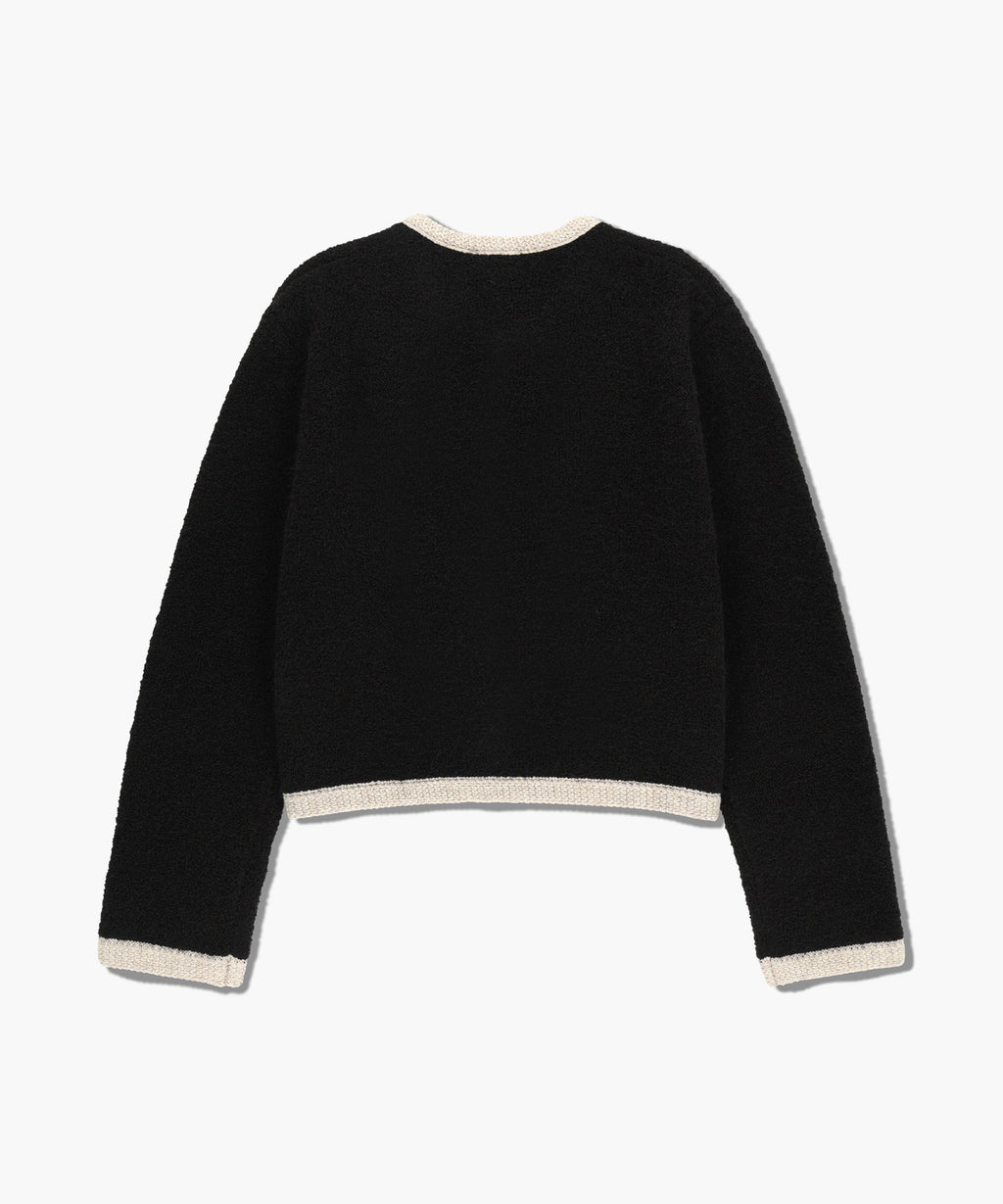 Marithe & Francois Girbaud - Boucle Knit Round Neck Cardigan (Black) product image 7 | TRAB K-Fashion Australia