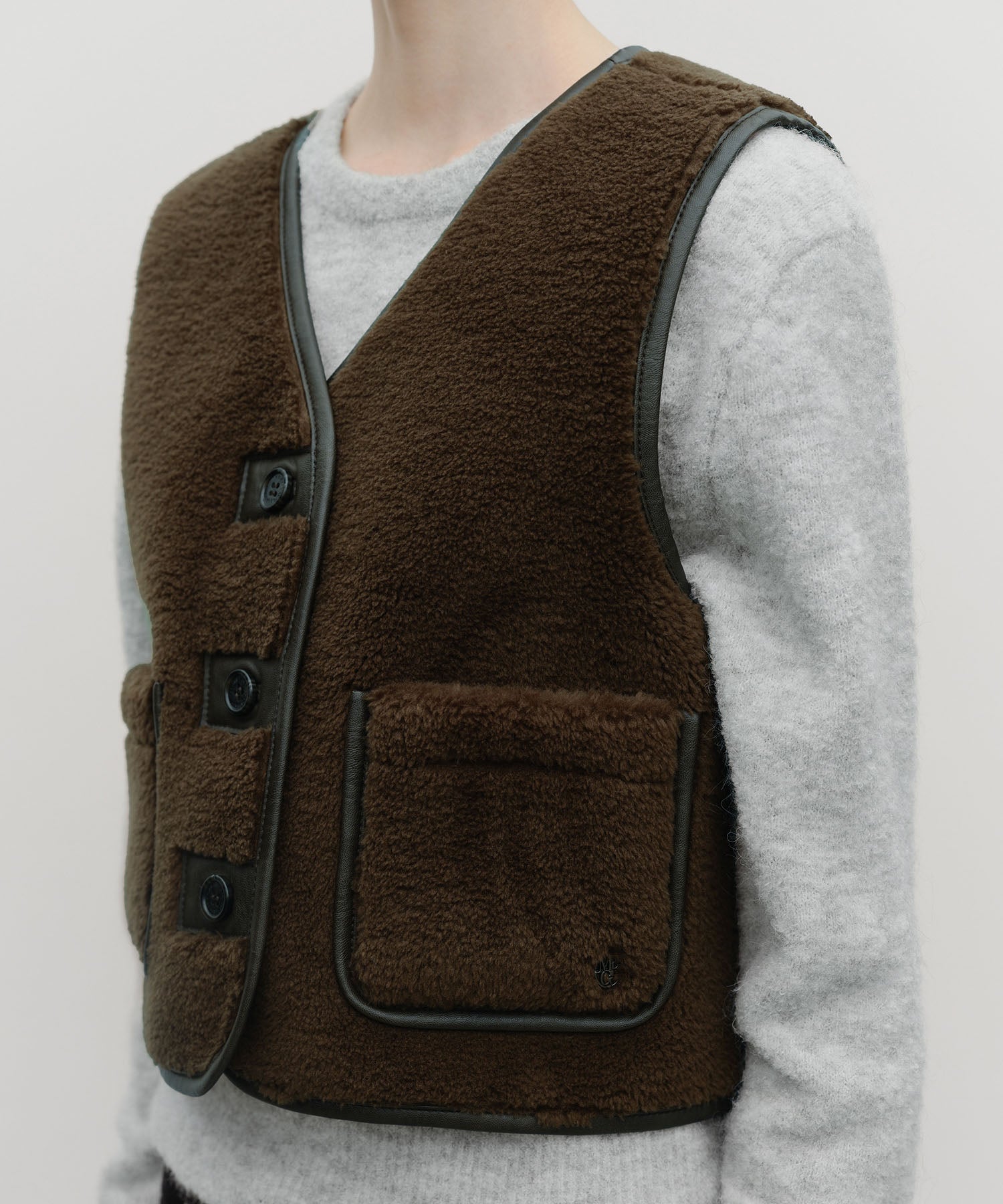 Marithe & Francois Girbaud - Faux Leather Mustang Crop Vest (Brown) product image 7 | TRAB K-Fashion Australia