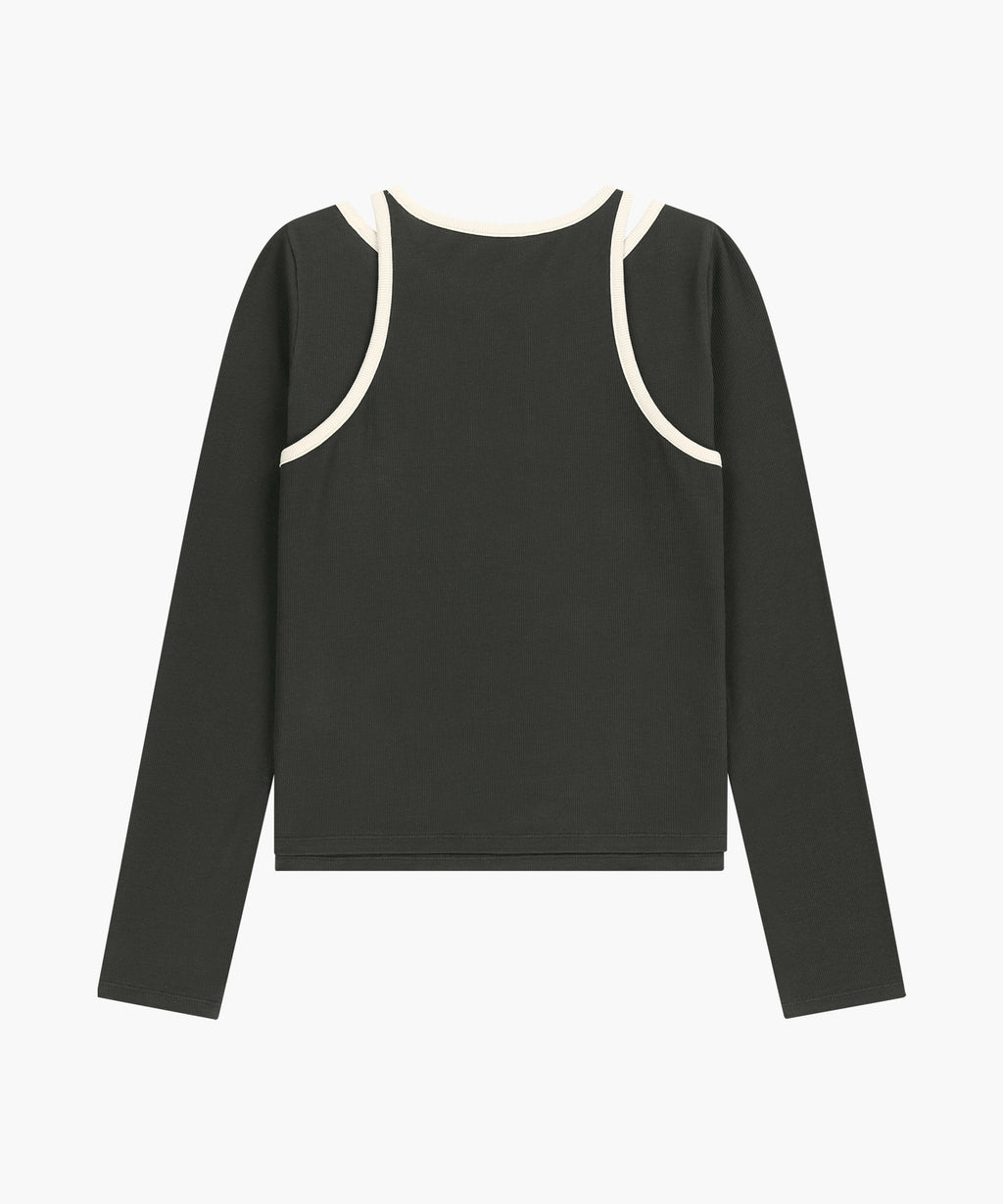 Marithe & Francois Girbaud - Sleeveless Layered Long Sleeve Tee (Charcoal) product image 7 | TRAB K-Fashion Australia