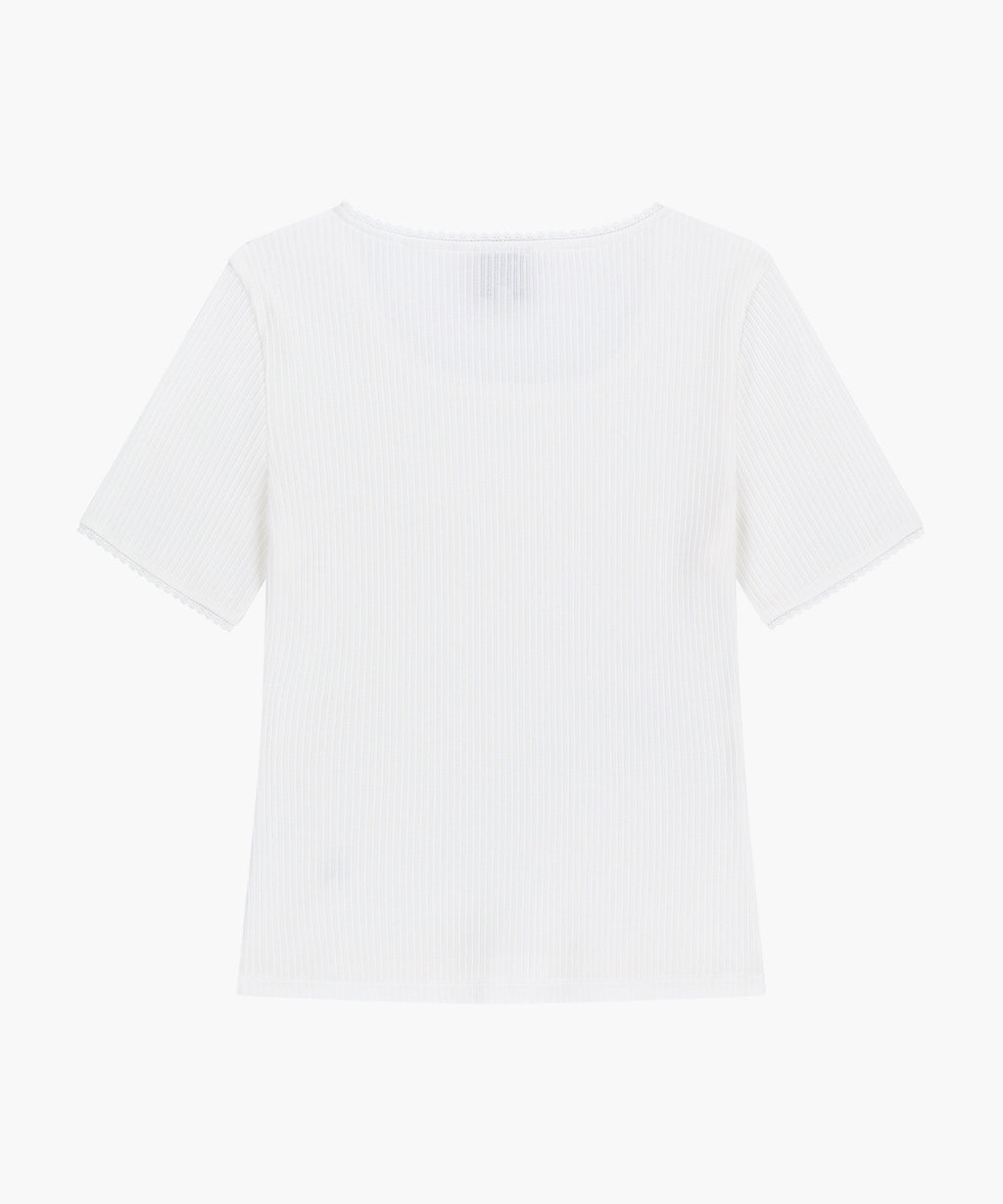 Marithe & Francois Girbaud - Square Neck Lace Detail Tee (White) product image 7 | TRAB K-Fashion Australia