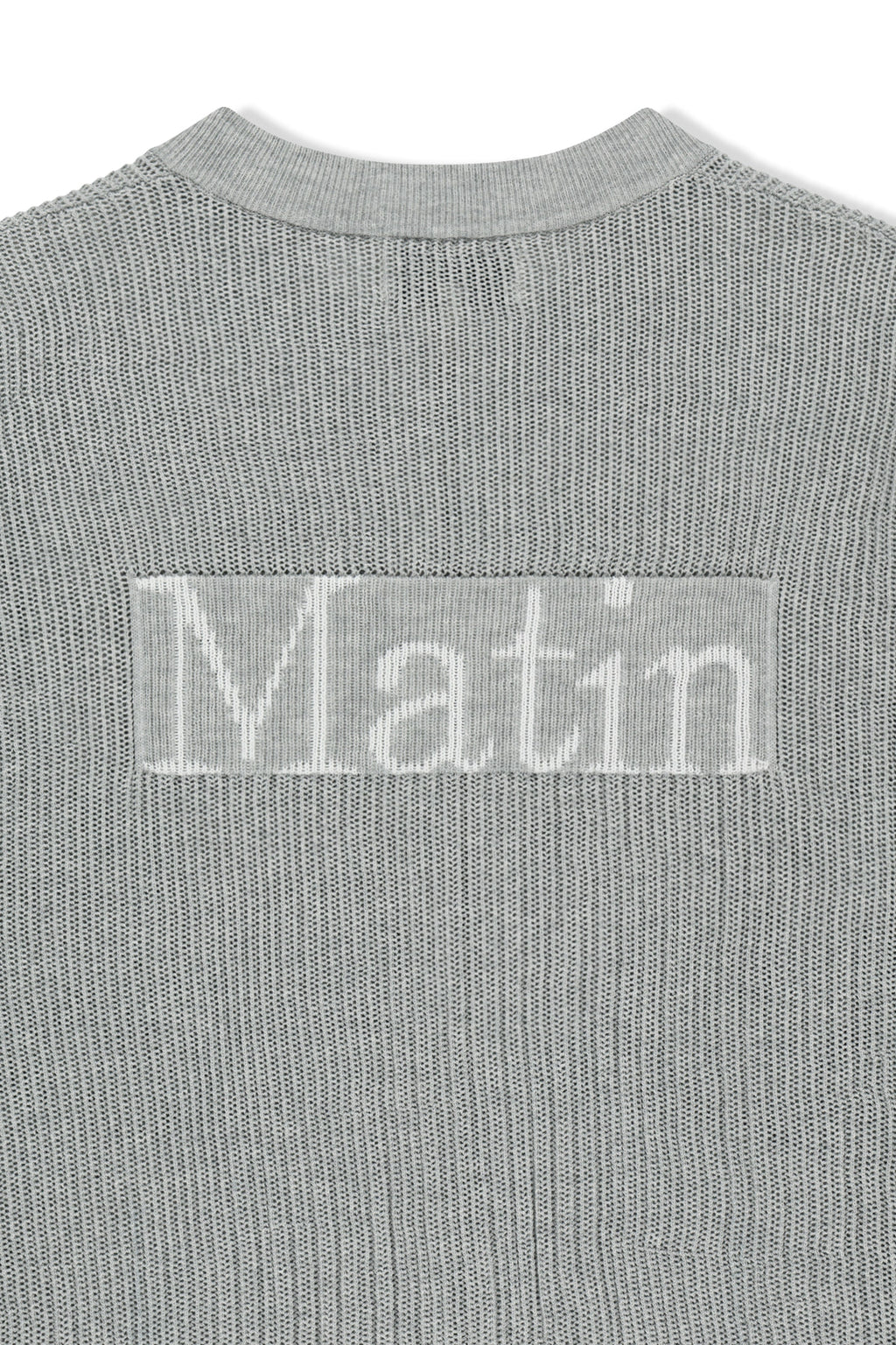 Matin Kim - Back Logo Jacquard Mesh Knit Zip Up (Light Grey) product image 5 | TRAB K-Fashion Australia