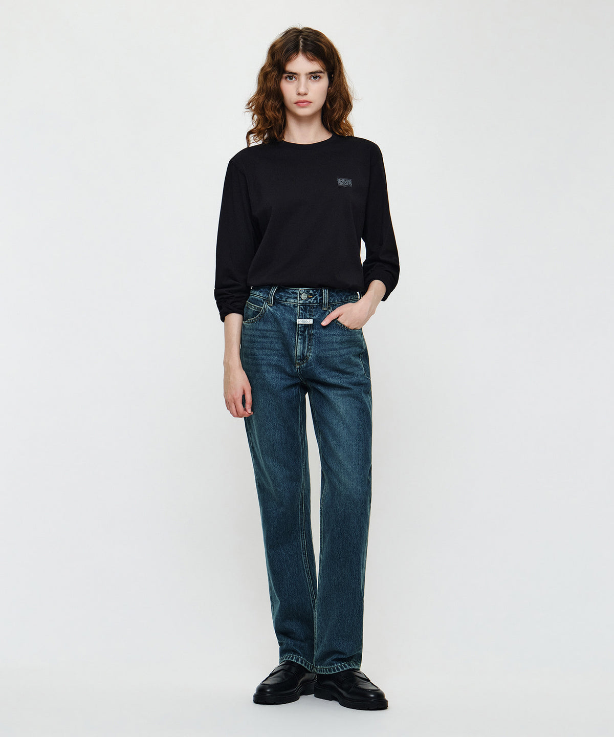 Marithe & Francois Girbaud - Small Classic Logo Long Sleeve Tee (Black) product image 4 | TRAB K-Fashion Australia