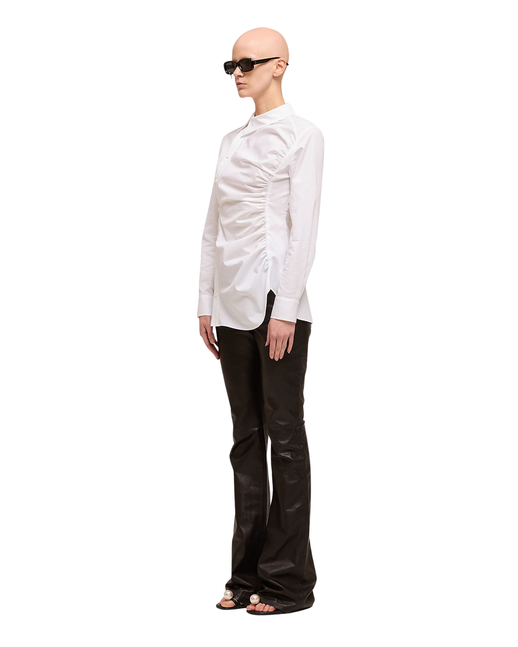 Kimhe Kim - Asymmetrical Shirring Shirt (White) product image 2 | TRAB K-Fashion Australia