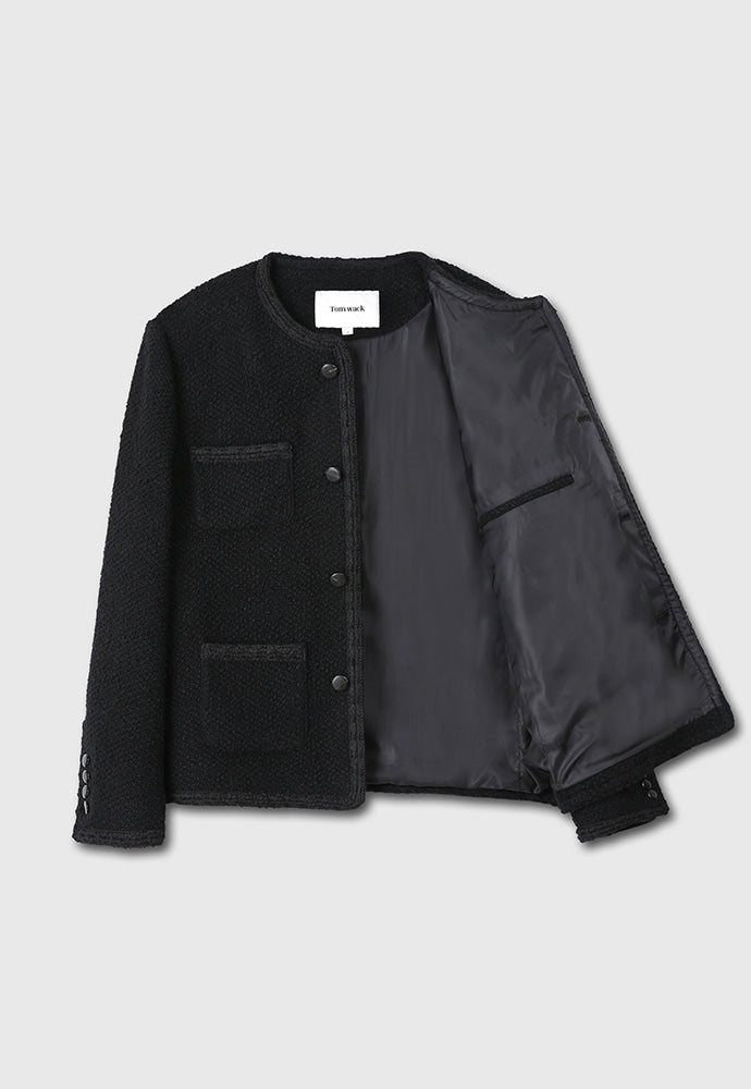 Tonywack - Wool Blend Bouclé Tweed Jacket (Black) product image 8 | TRAB K-Fashion Australia