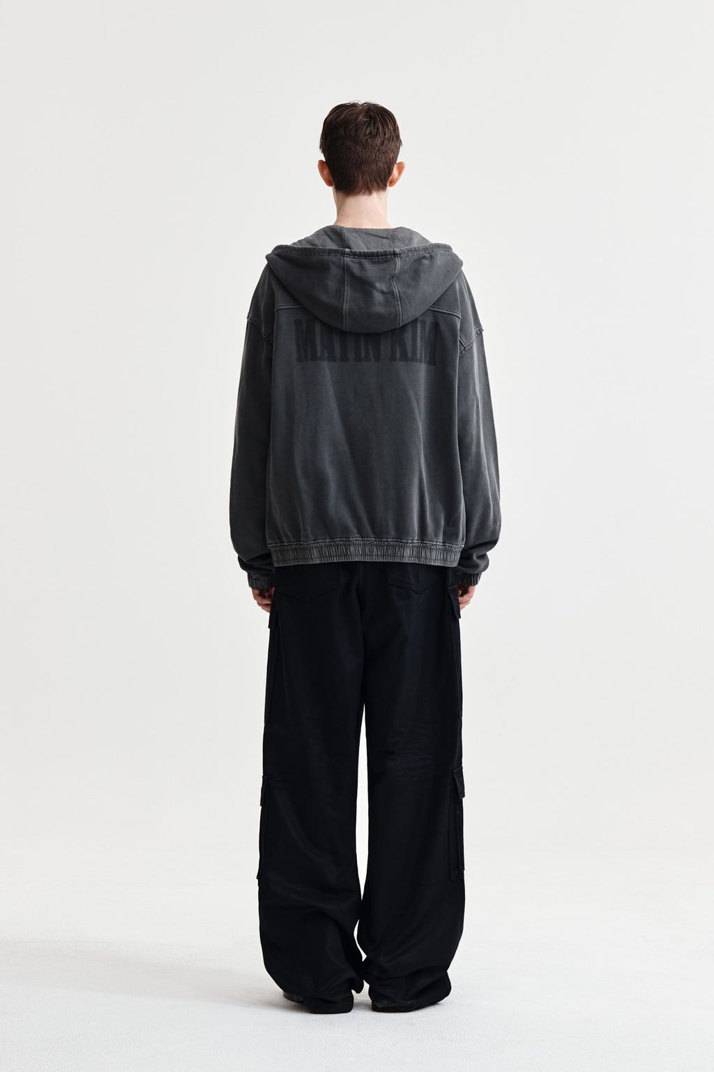 Matin Kim - Back Logo Pigment Dyed Zip Up Hoody (Charcoal) product image 7 | TRAB K-Fashion Australia