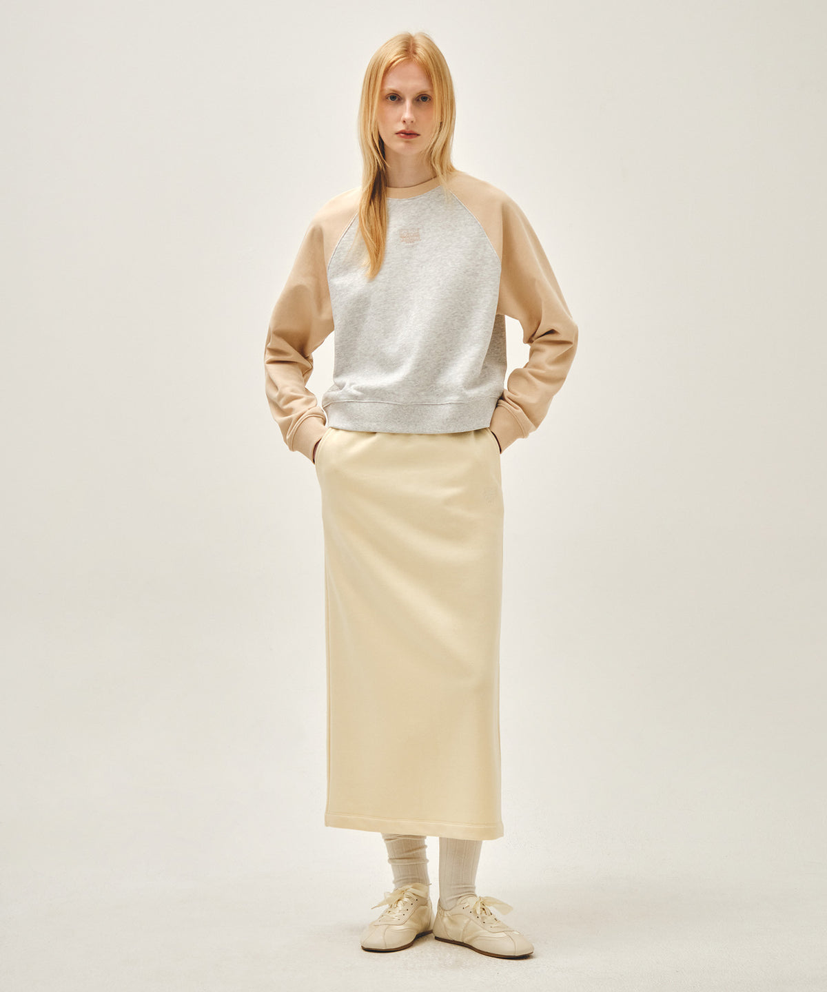 Marithe & Francois Girbaud - Block Classic Logo Raglan Crop Sweatshirt (Coral Pink) product image 5 | TRAB K-Fashion Australia