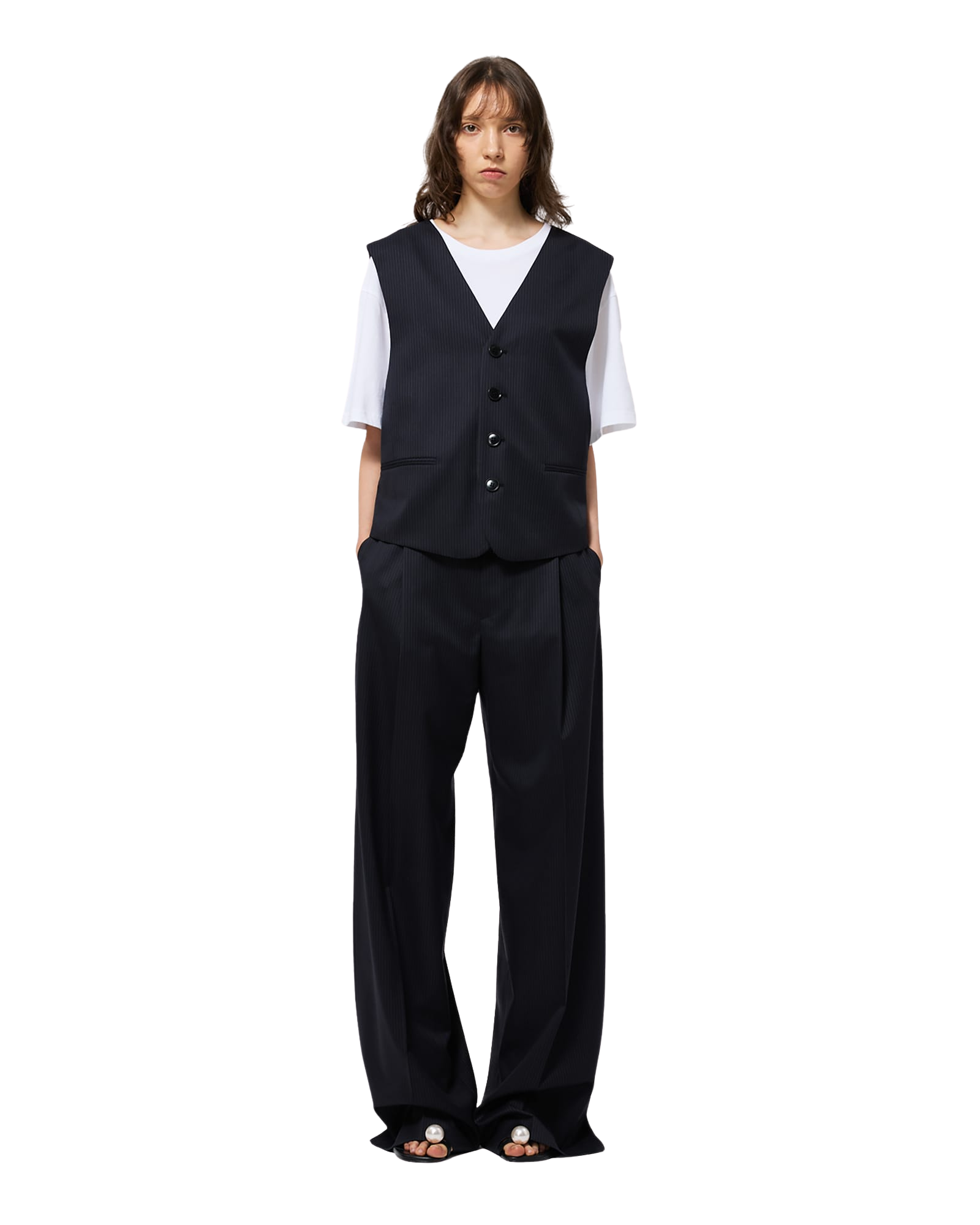 Kimhe Kim - Stripped Classic Vest (Navy) product image 2 | TRAB K-Fashion Australia