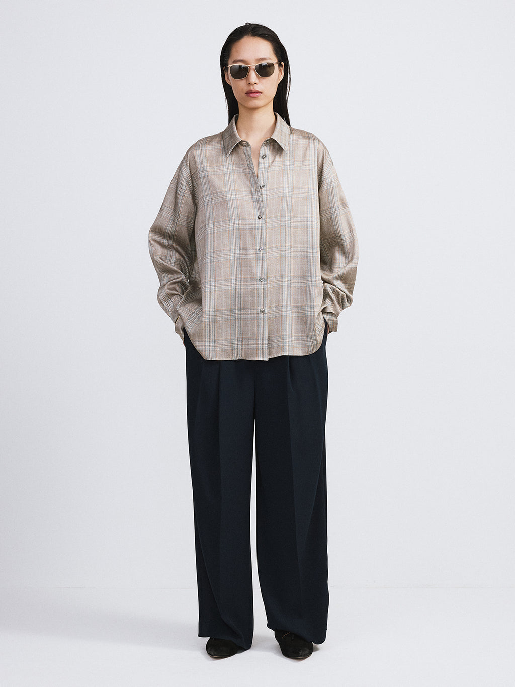 Recto - Oversized Vintage Check Shirt (Beige Khaki) product image 2 | TRAB K-Fashion Australia