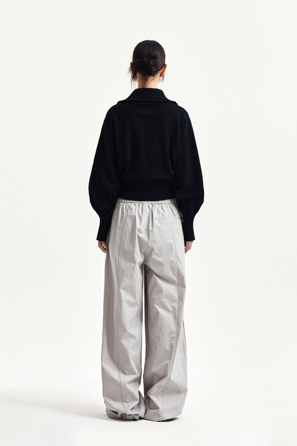 Matin Kim - High Neck Embroidered Logo Zip Up (Black) product image 7 | TRAB K-Fashion Australia