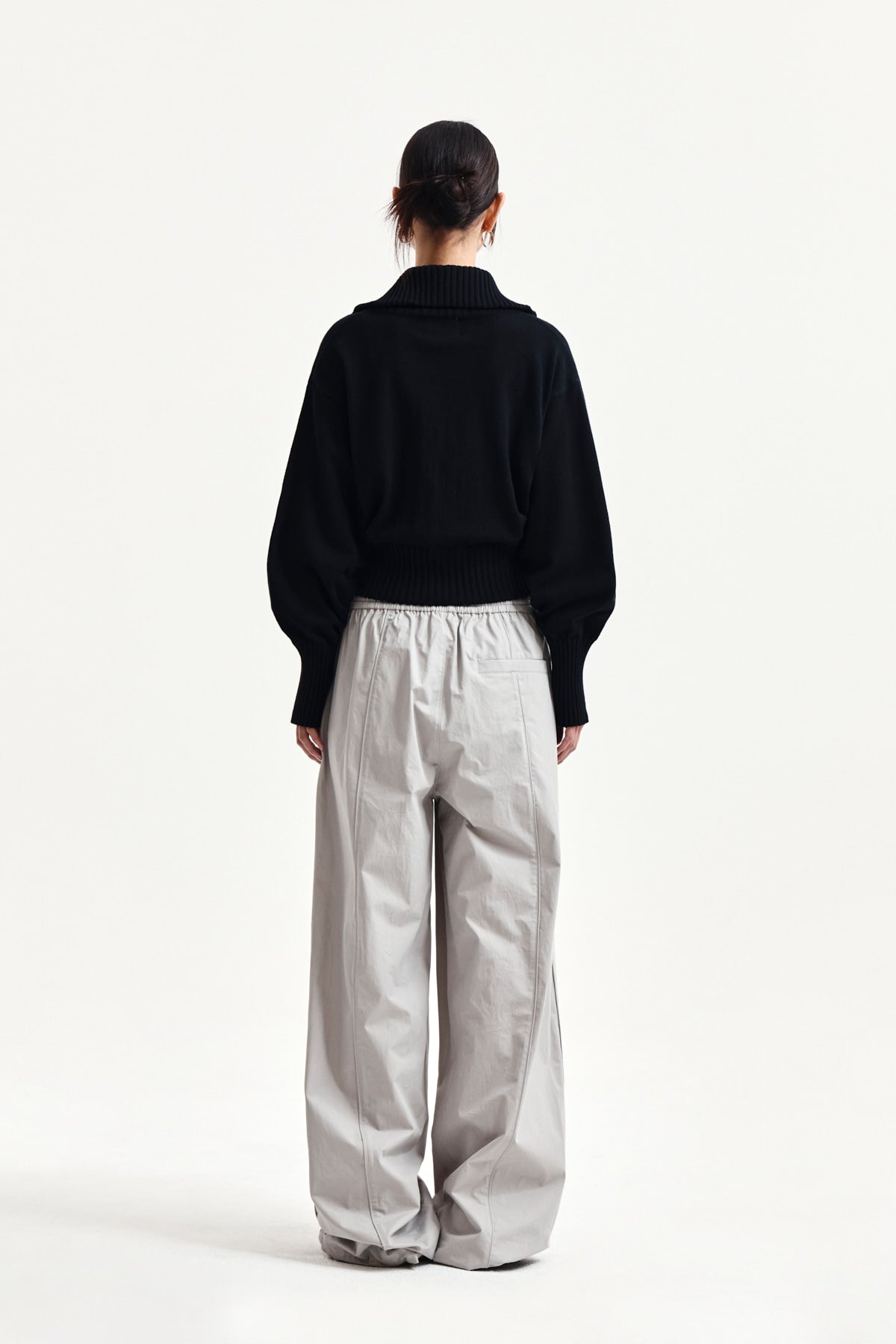Matin Kim - High Neck Embroidered Logo Zip Up (Black) product image 7 | TRAB K-Fashion Australia