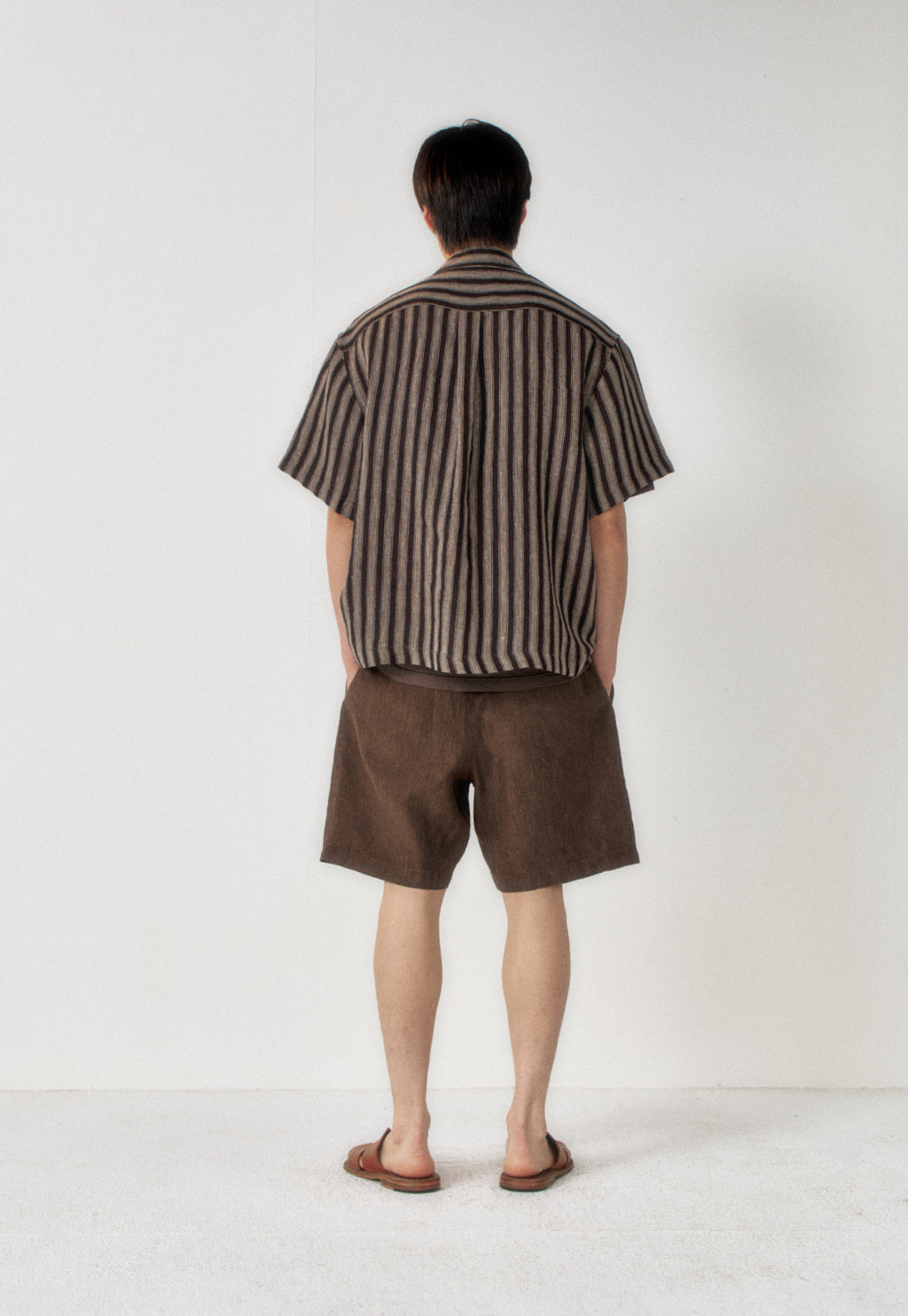 Art if acts - Linen Stripe Camp Half Shirt (Wood) product image 3 | TRAB K-Fashion Australia