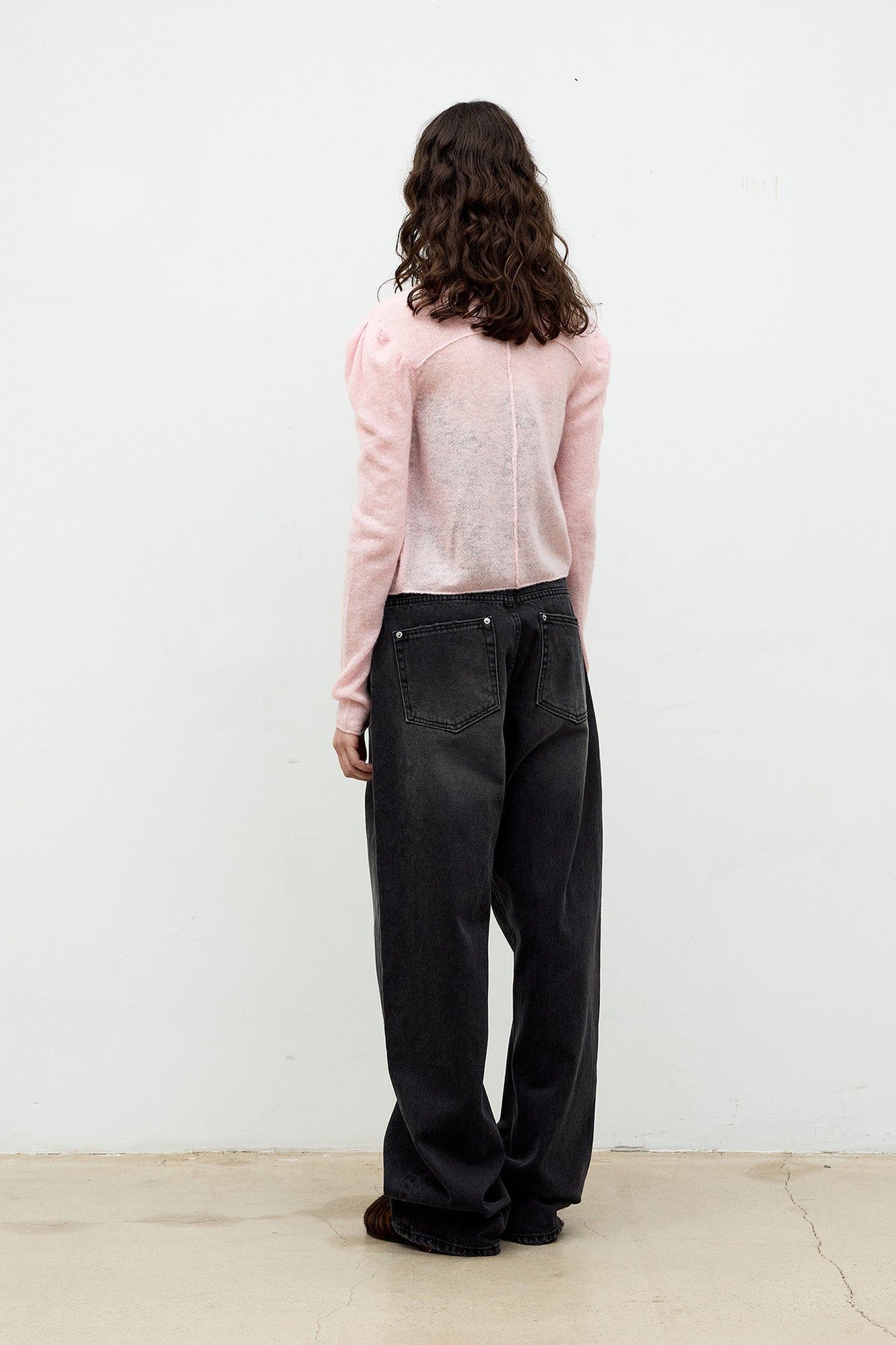 Coor - Puff Shoulder Cardigan (Melange Pink) product image 4 | TRAB K-Fashion Australia