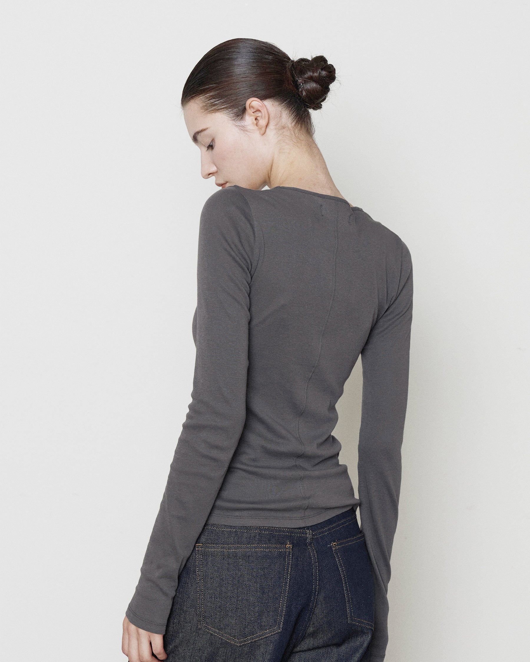 Brownyard - Ribbed Long Sleeve (Dark Grey) product image 3 | TRAB K-Fashion Australia