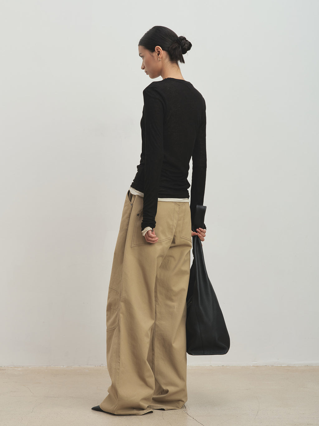 Tonywack - Wide-Leg Cotton Work Pants (Beige) product image 2 | TRAB K-Fashion Australia