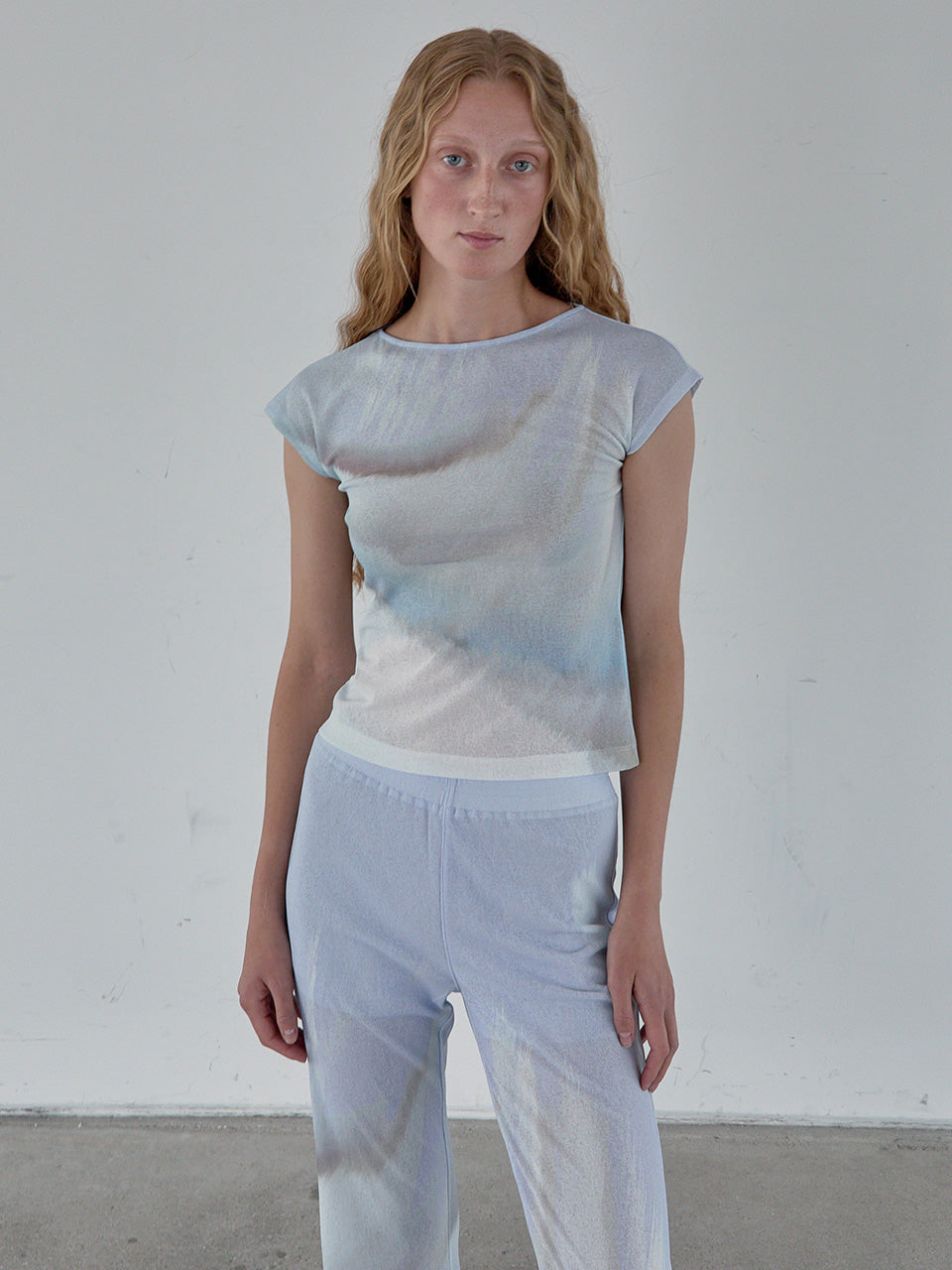 Kijun - [Ships 29 June] Print Cap Sleeve Top (Sky Blue) product image 5 | TRAB K-Fashion Australia