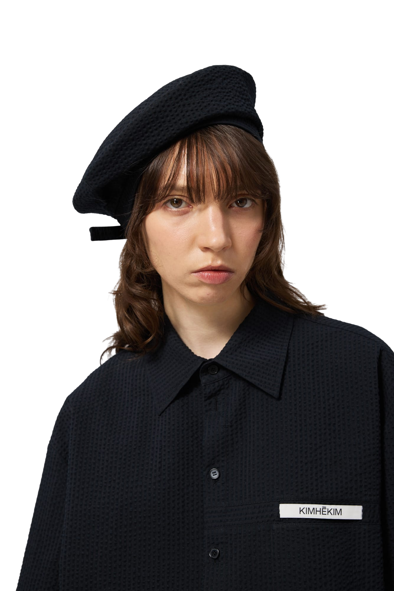 Kimhe Kim - Seersucker Beret (Black) product image 9 | TRAB K-Fashion Australia