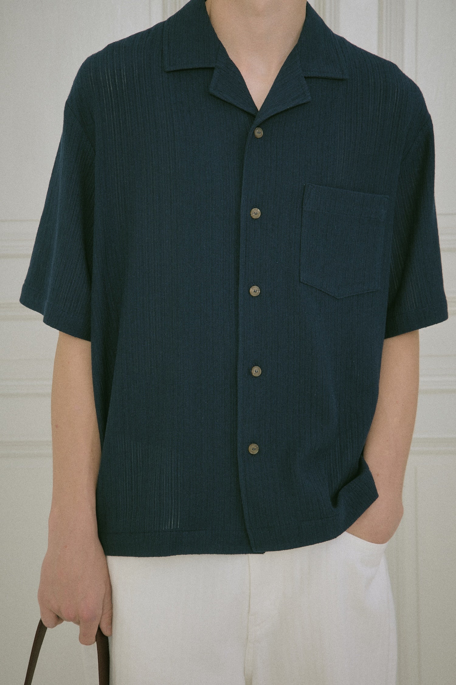 STU - Back Raglan Embo Stripe Shirt (Navy) product image 13 | TRAB K-Fashion Australia