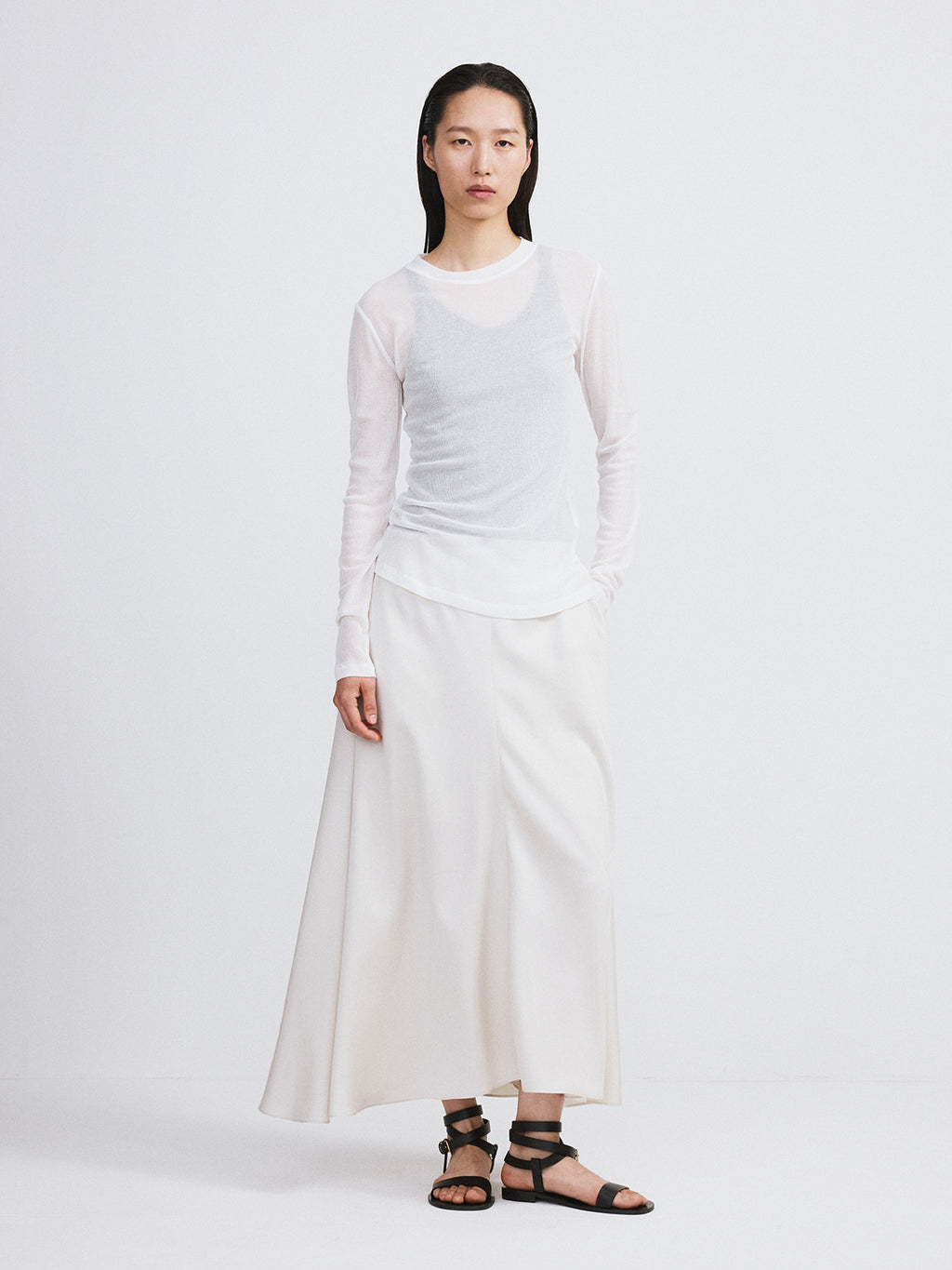 Recto - Sheer Jersey Long Sleeve Top (Off White) product image 2 | TRAB K-Fashion Australia