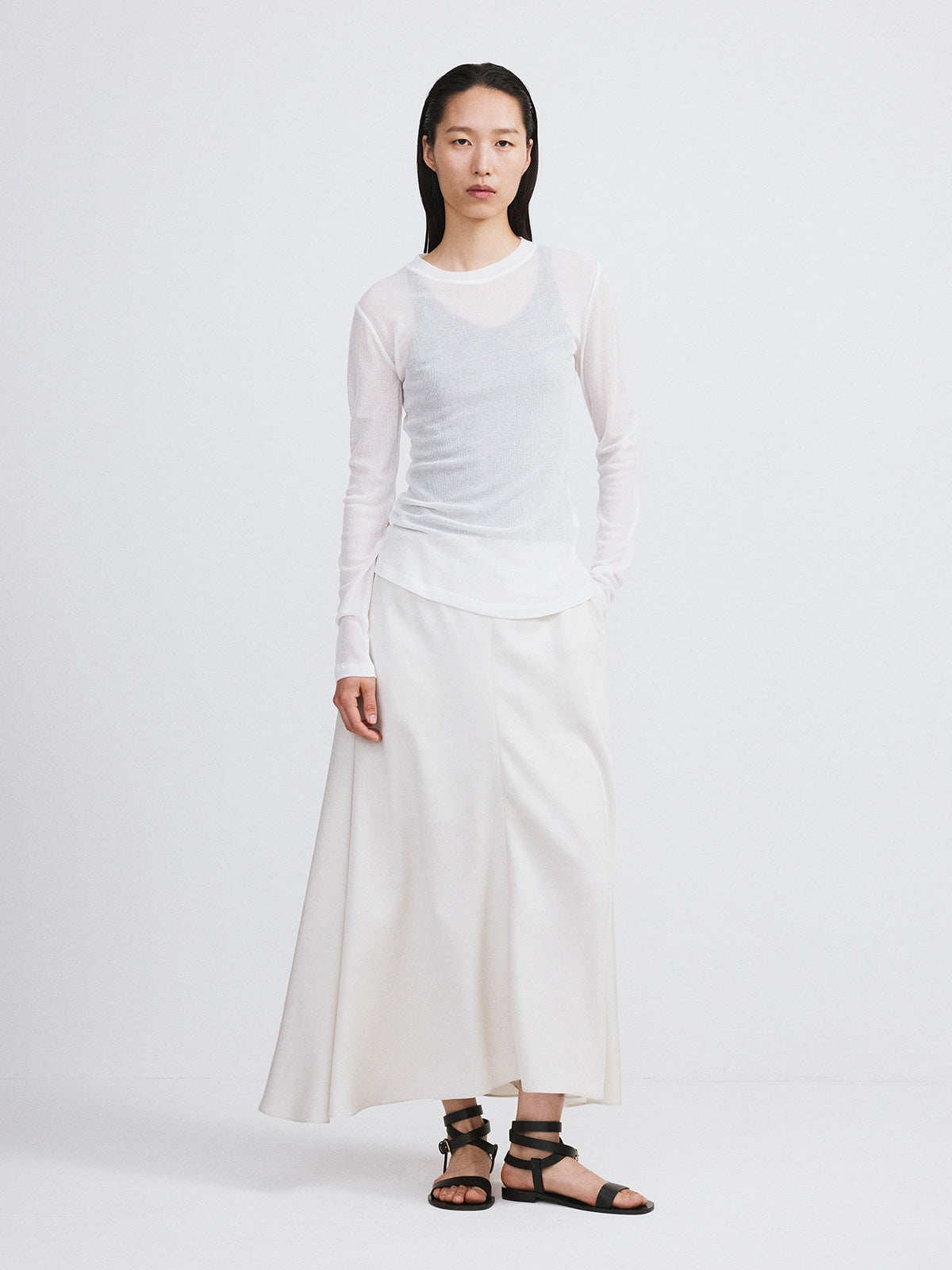 Recto - Sheer Jersey Long Sleeve Top (Off White) product image 2 | TRAB K-Fashion Australia