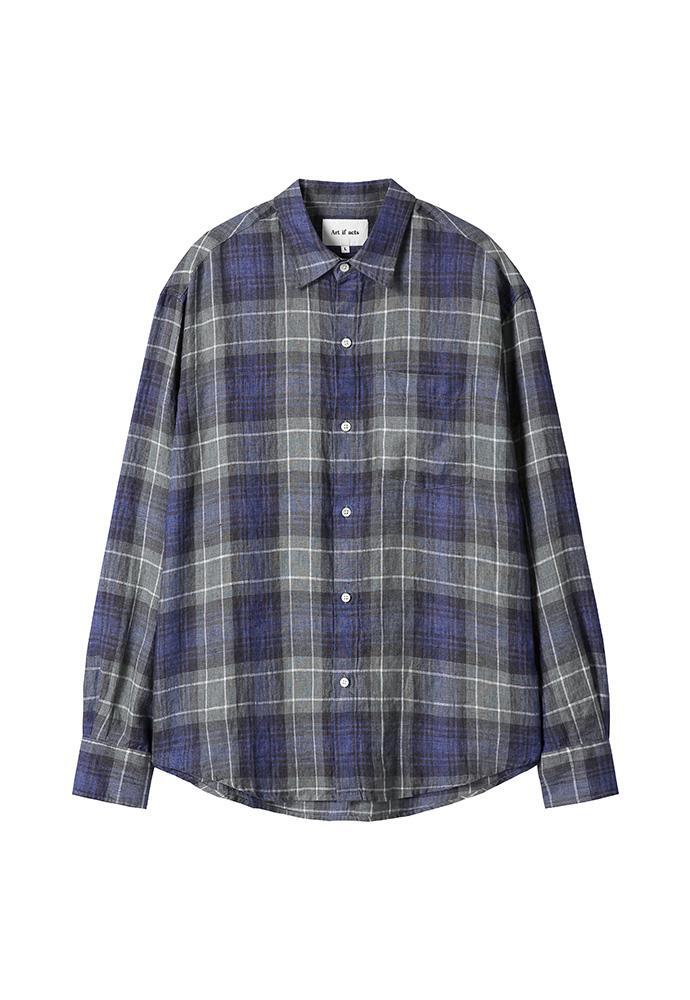 Art if acts - Linen French Check Shirt (Khaki/Blue) product image 7 | TRAB K-Fashion Australia