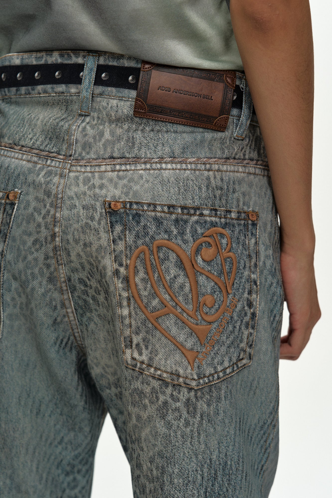 Andersson Bell - Leopard Fade Denim Printed Bootscut Jeans (Blue) product image 6 | TRAB K-Fashion Australia