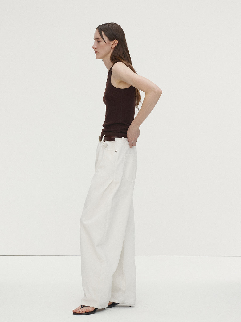 Tonywack - Super Fine Wool Ribbed Sleeveless Japanese Fabric (Dark Brown) product image 2 | TRAB K-Fashion Australia
