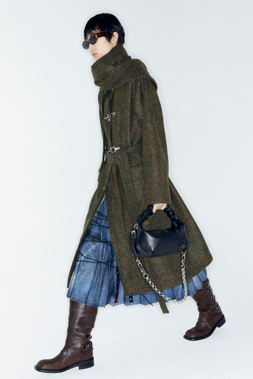 Andersson Bell - Denim Trompe L`oeil Pleats Long Skirt (Blue) product image 4 | TRAB K-Fashion Australia