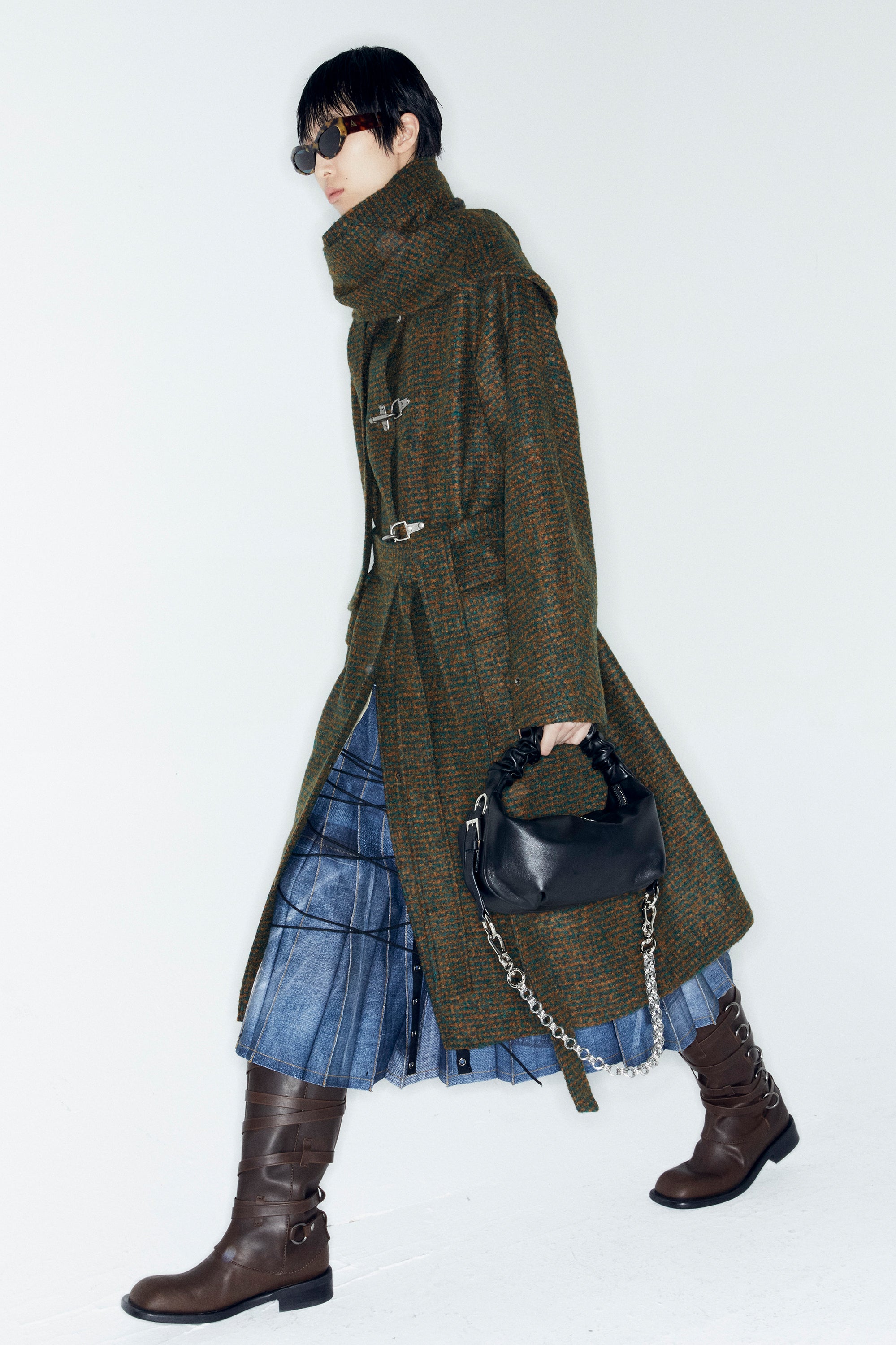 Andersson Bell - Denim Trompe L`oeil Pleats Long Skirt (Blue) product image 4 | TRAB K-Fashion Australia