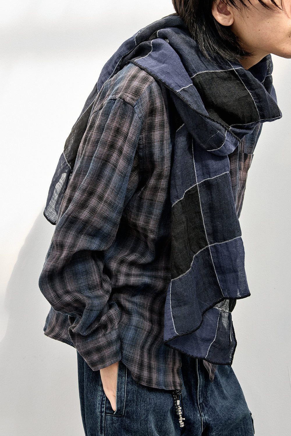 Hatchingroom - Check Scarf Linen (Black/Blue) product image 7 | TRAB K-Fashion Australia