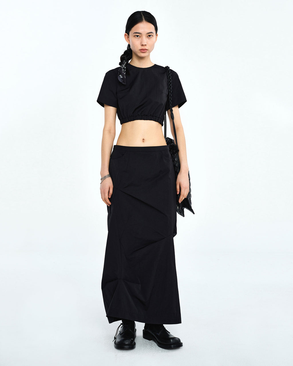 Ader Error - Flut cropped t-shirt (Noir) product image 1 | TRAB K-Fashion Australia