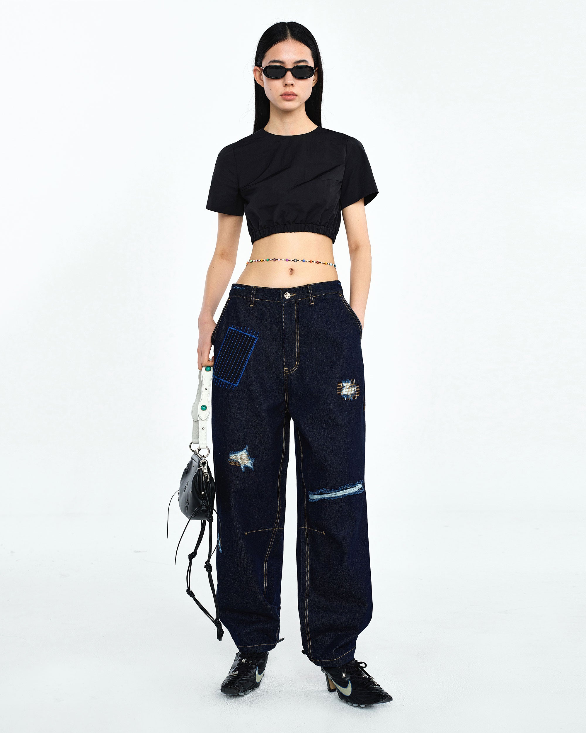 Ader Error - Flut cropped t-shirt (Noir) product image 2 | TRAB K-Fashion Australia