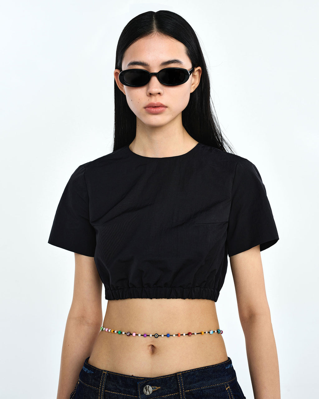 Ader Error - Flut cropped t-shirt (Noir) product image 3 | TRAB K-Fashion Australia