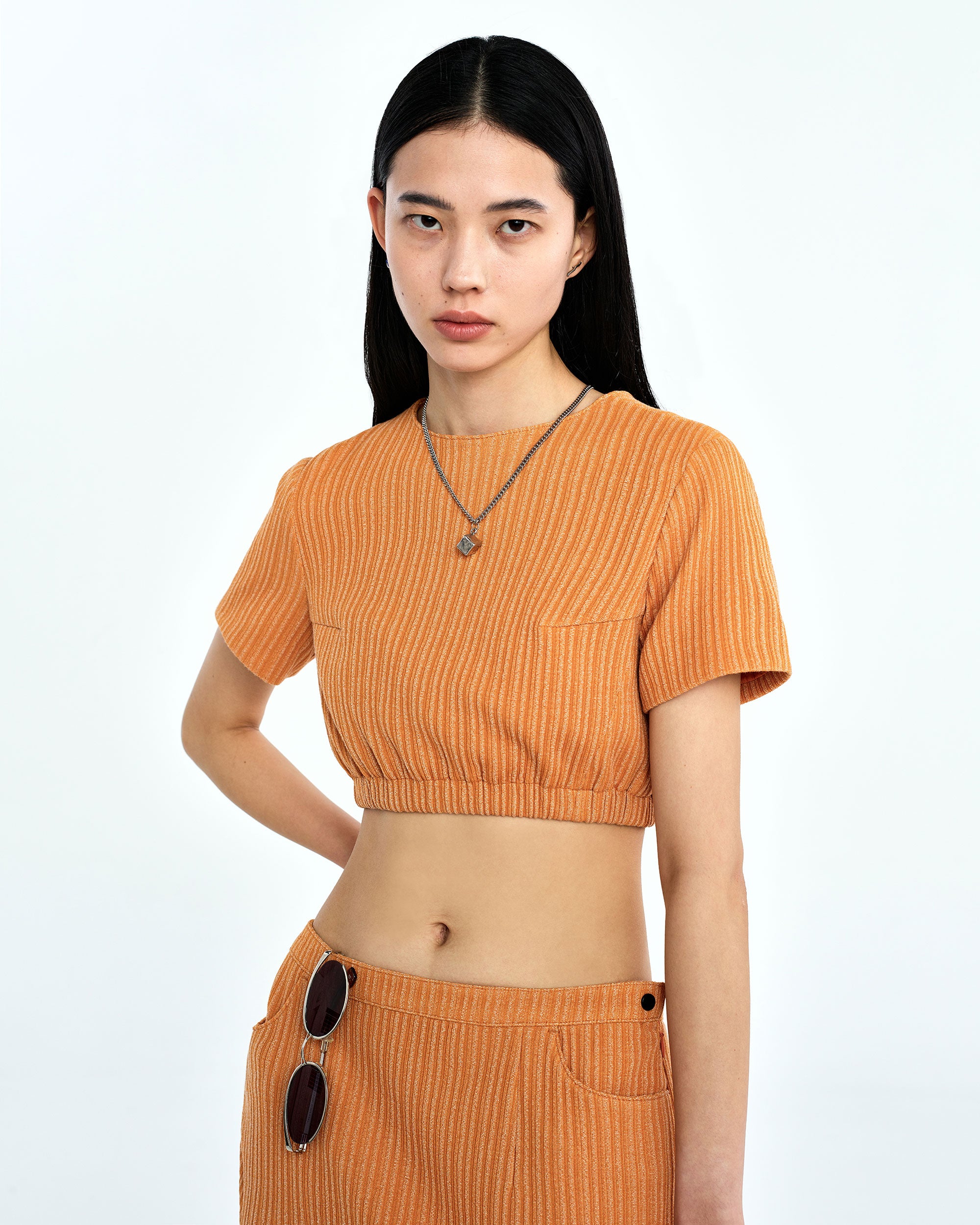 Ader Error - Flut cropped t-shirt (Orange) product image 2 | TRAB K-Fashion Australia