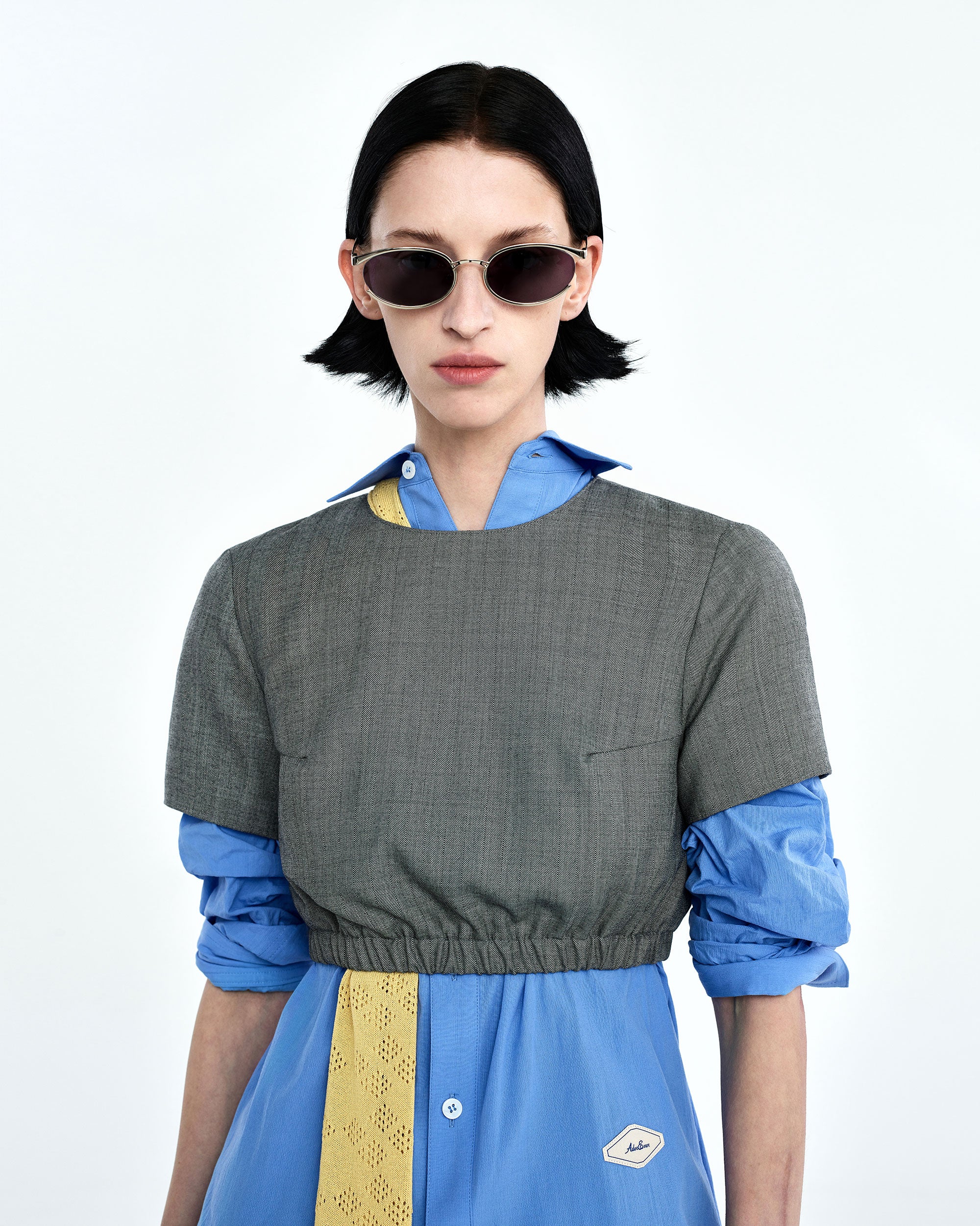 Ader Error - Flut cropped t-shirt (Gray) product image 2 | TRAB K-Fashion Australia