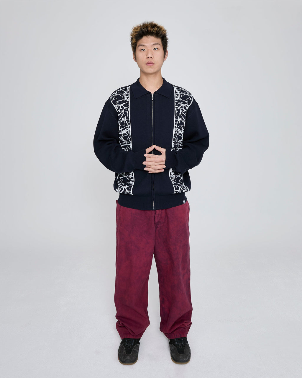 yeseyesee - Knit Zip Up Polo Cardigan (Navy) product image 7 | TRAB K-Fashion Australia