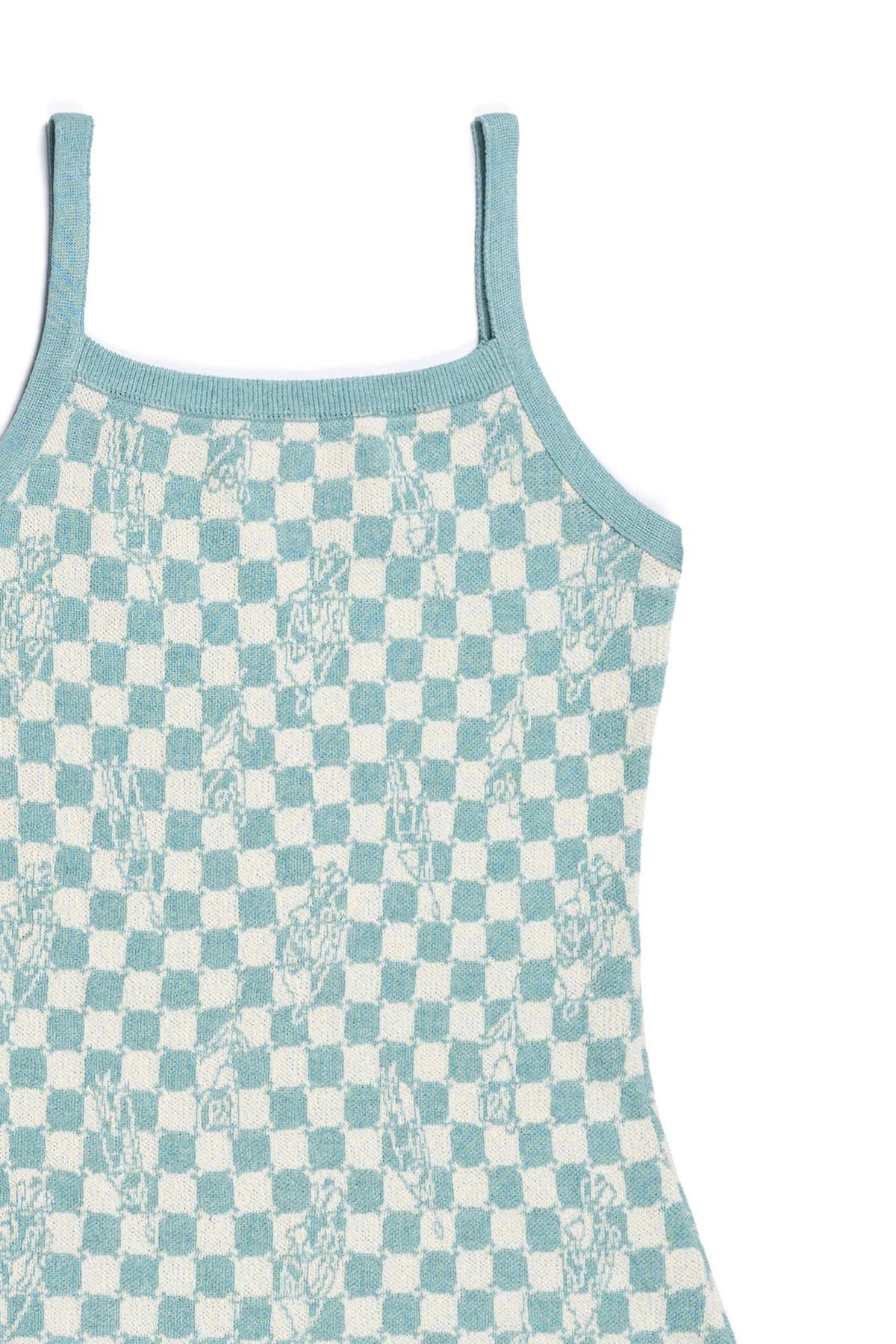 Ioedle - Checkerboard Illusion Sleeveless Knit Dress (Mint) product image 1 | TRAB K-Fashion Australia