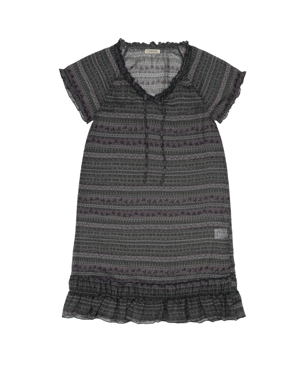Coyseio - Chiffon Shirring One Piece (Purple Brown) product image 14 | TRAB K-Fashion Australia