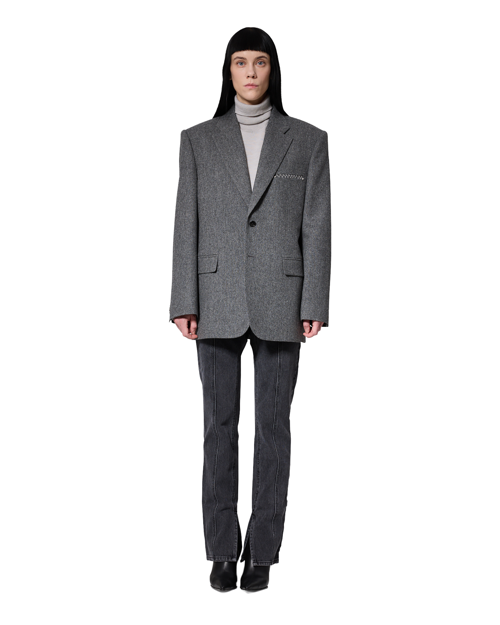 Kimhe Kim - Daniel Jacket With Belt (Grey) product image 1 | TRAB K-Fashion Australia